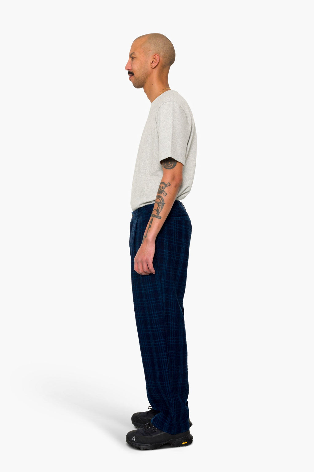 Wide Fit Trouser - Indigo Wool Check