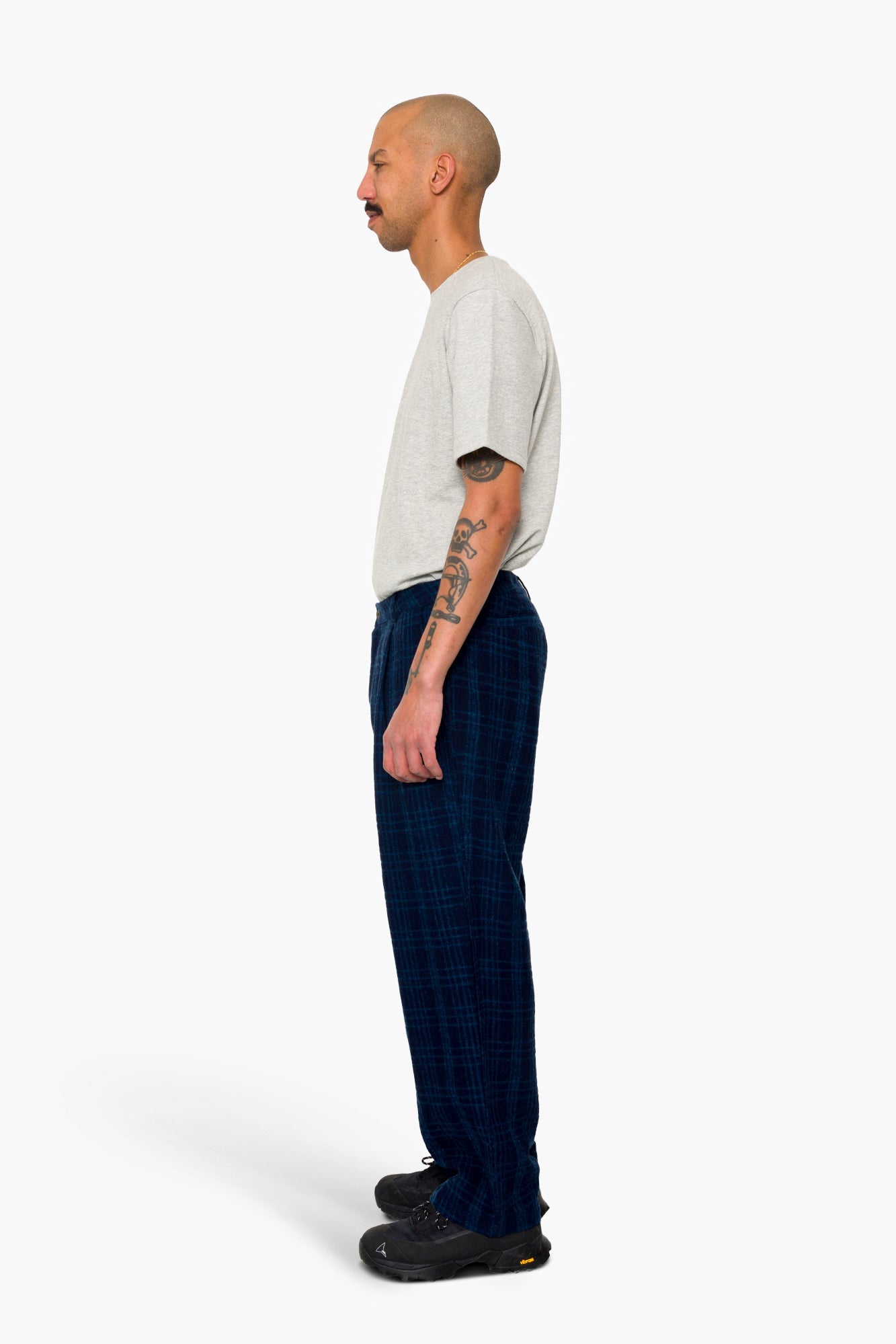 Wide Fit Trouser - Indigo Wool Check