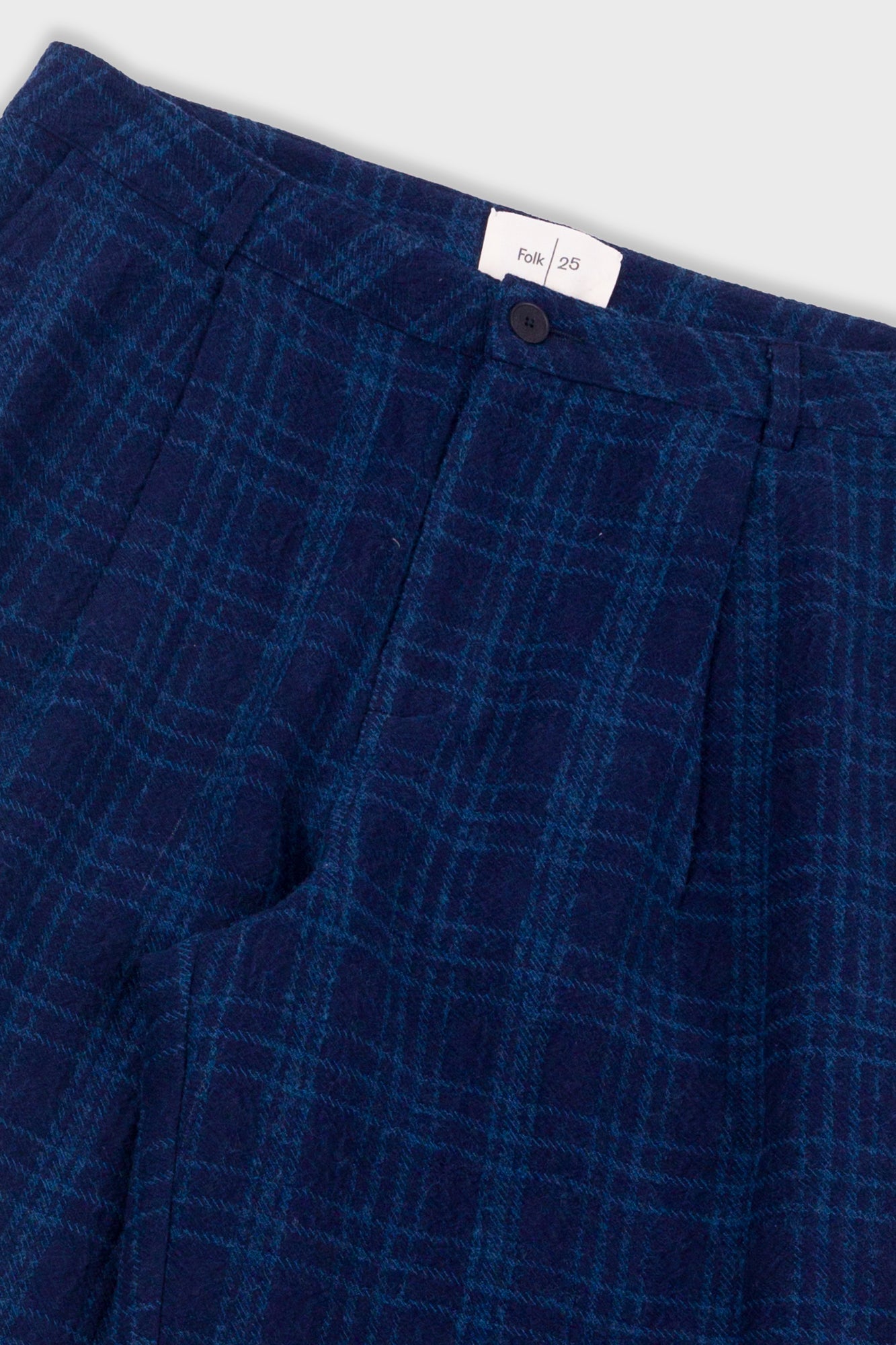 Wide Fit Trouser - Indigo Wool Check