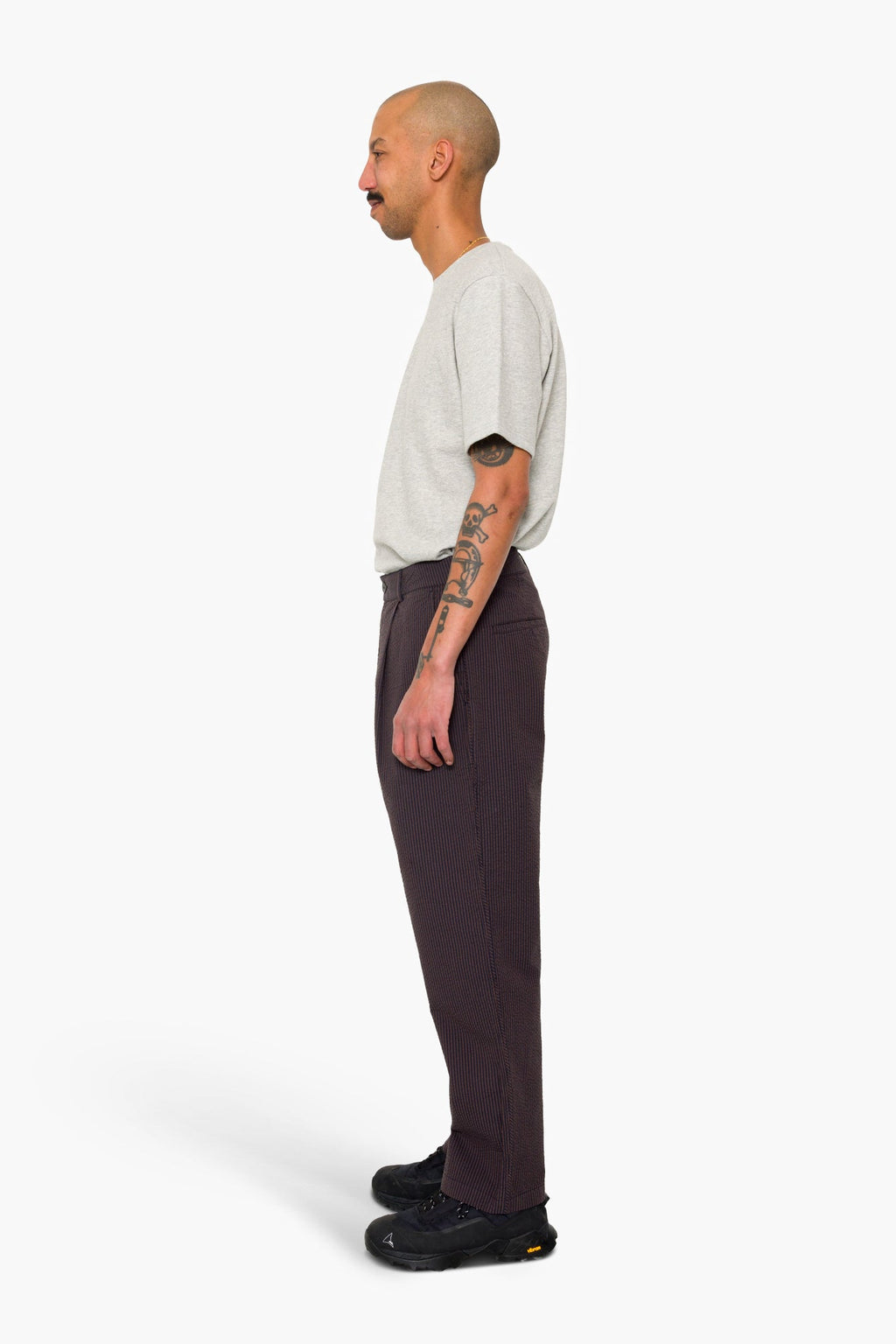 Wide Fit Trouser - Navy Brown Stripe