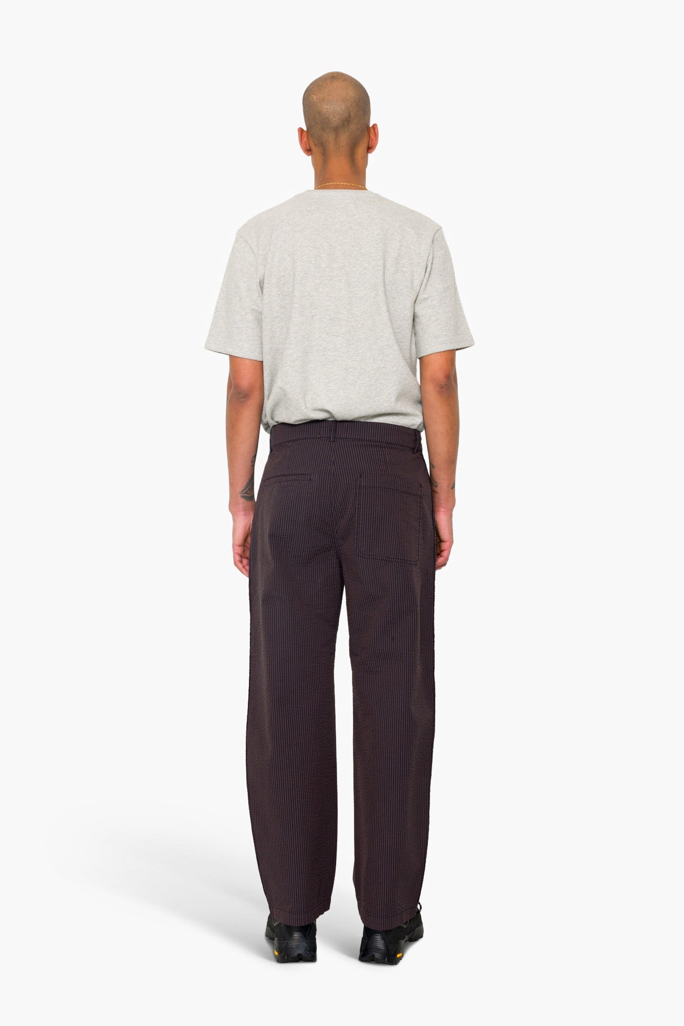 Wide Fit Trouser - Navy Brown Stripe