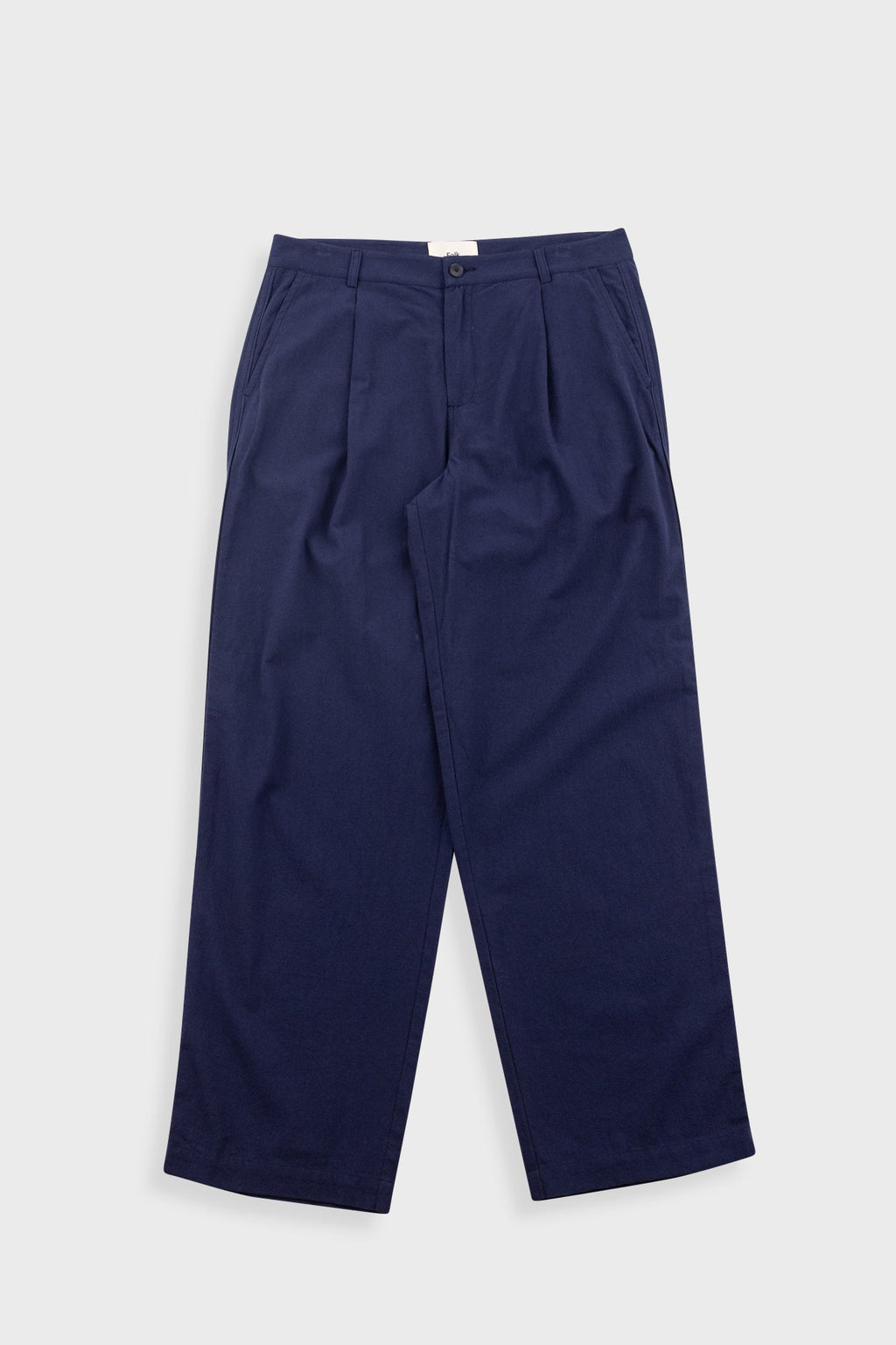 Wide Fit Trouser - Navy Textured Cotton
