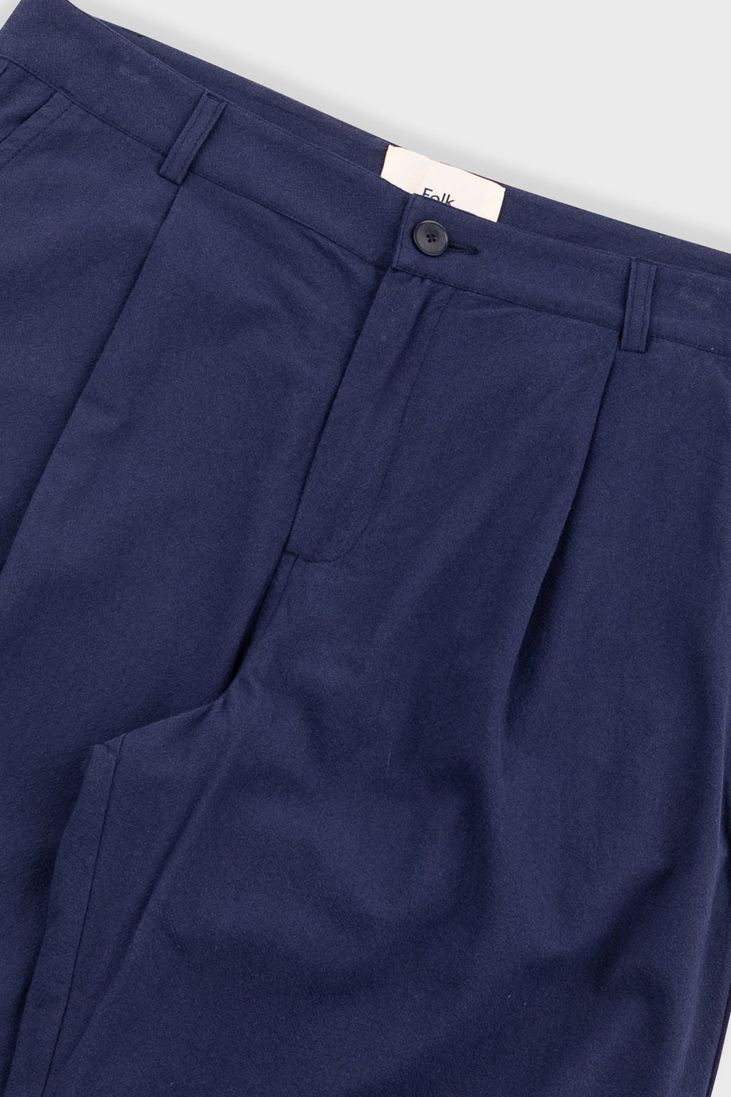Wide Fit Trouser - Navy Textured Cotton