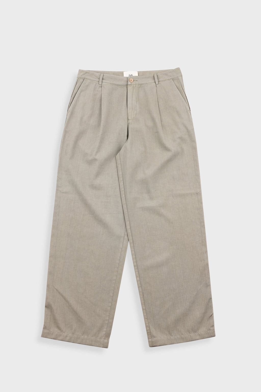 Wide Fit Trouser - Silver Sage Herringbone
