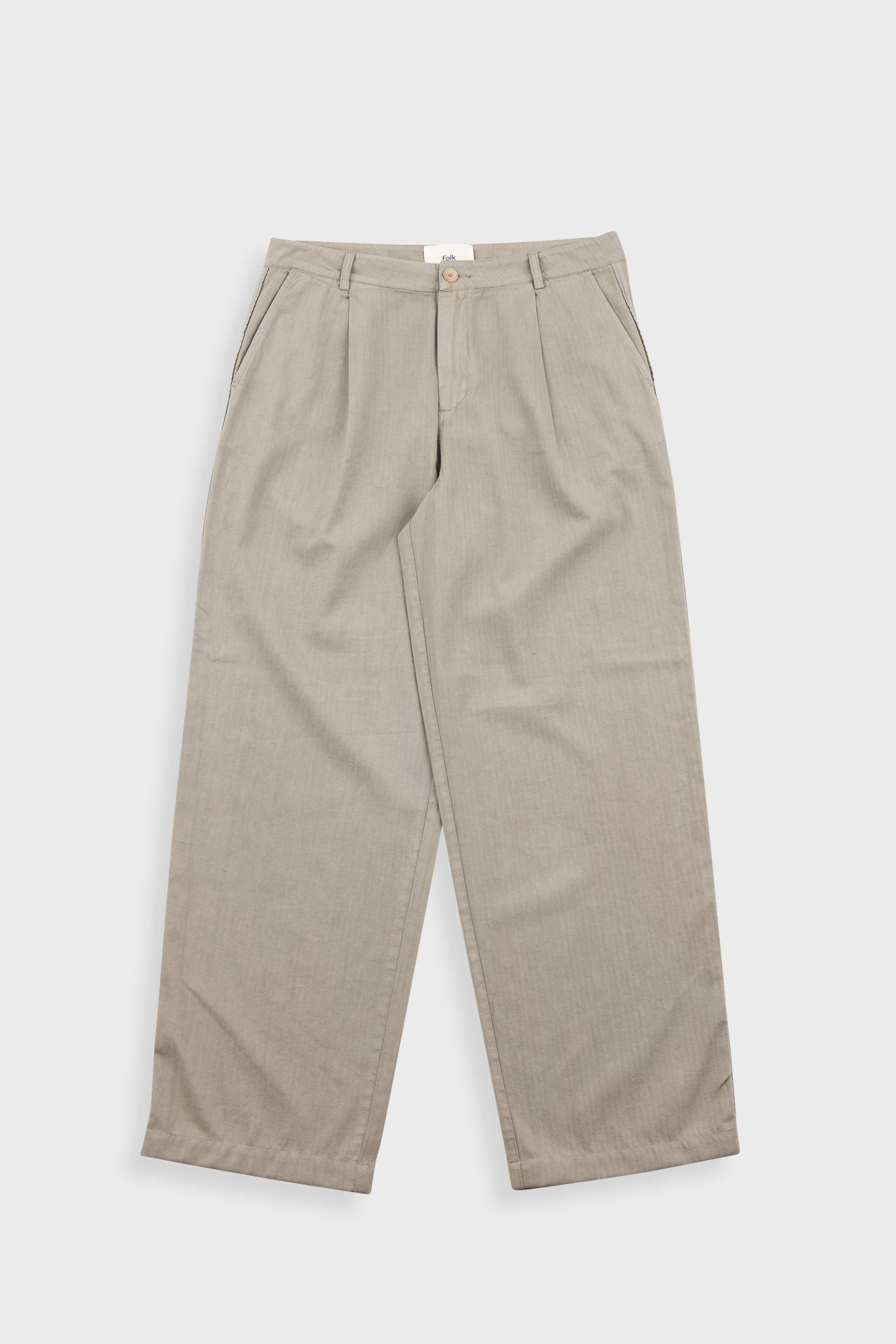 Wide Fit Trouser - Silver Sage Herringbone