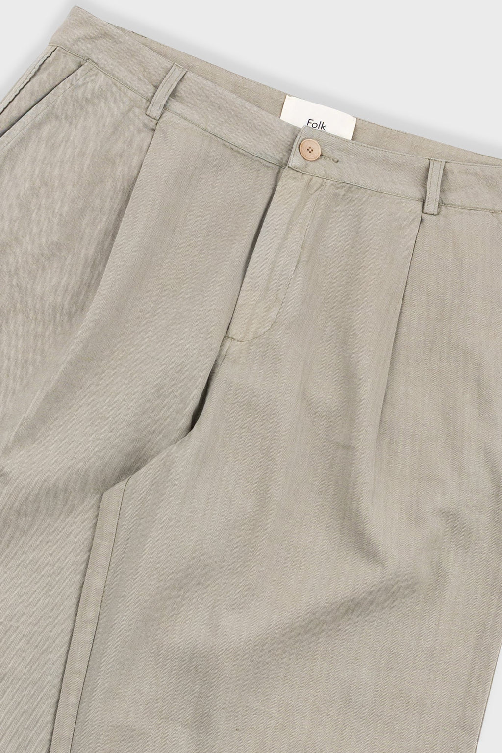 Wide Fit Trouser - Silver Sage Herringbone