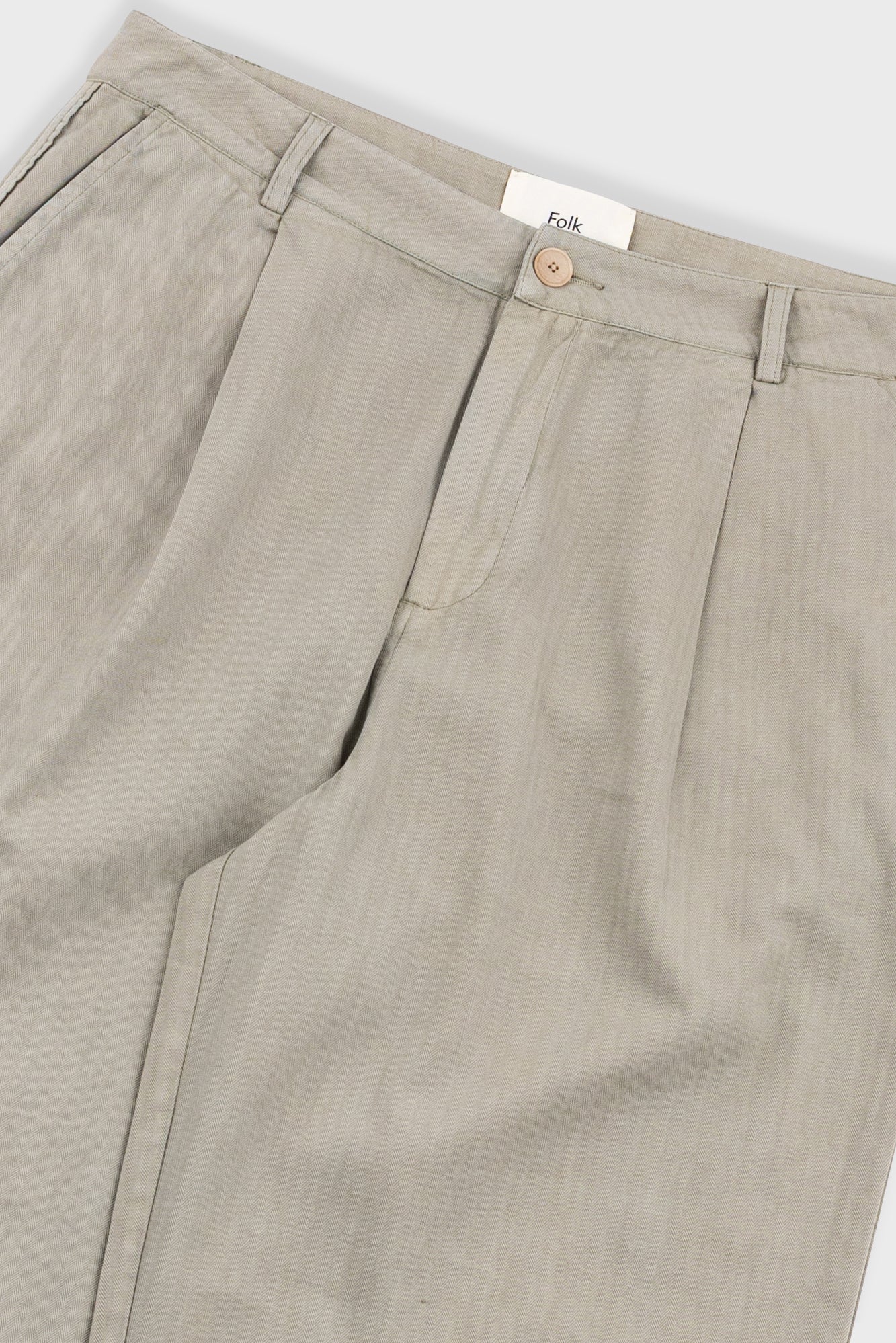 Wide Fit Trouser - Silver Sage Herringbone