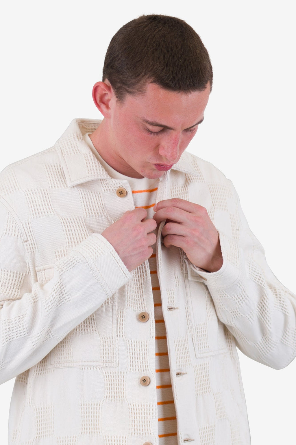 Zaki Jacket - Ecru Waffle Check