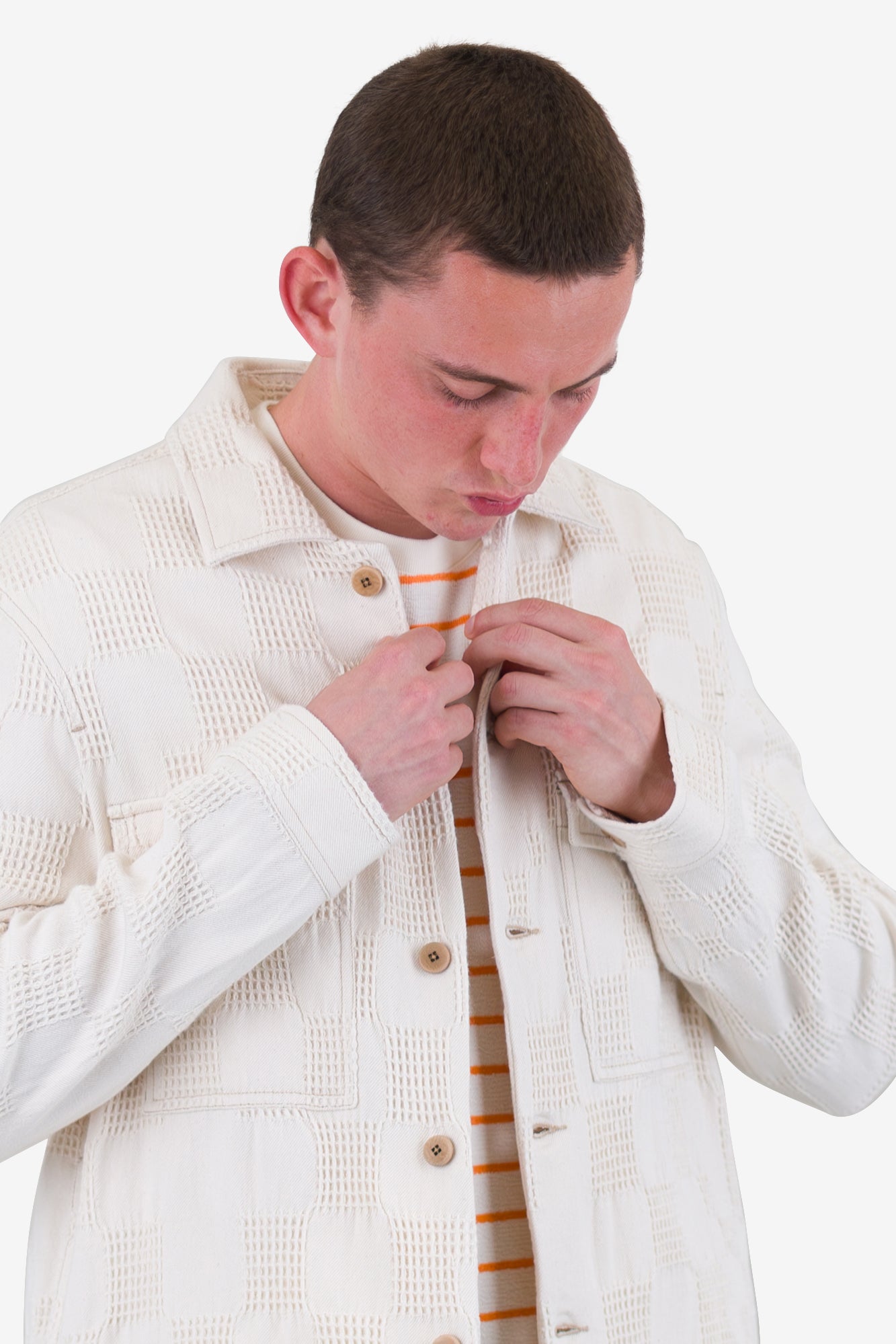 Zaki Jacket - Ecru Waffle Check