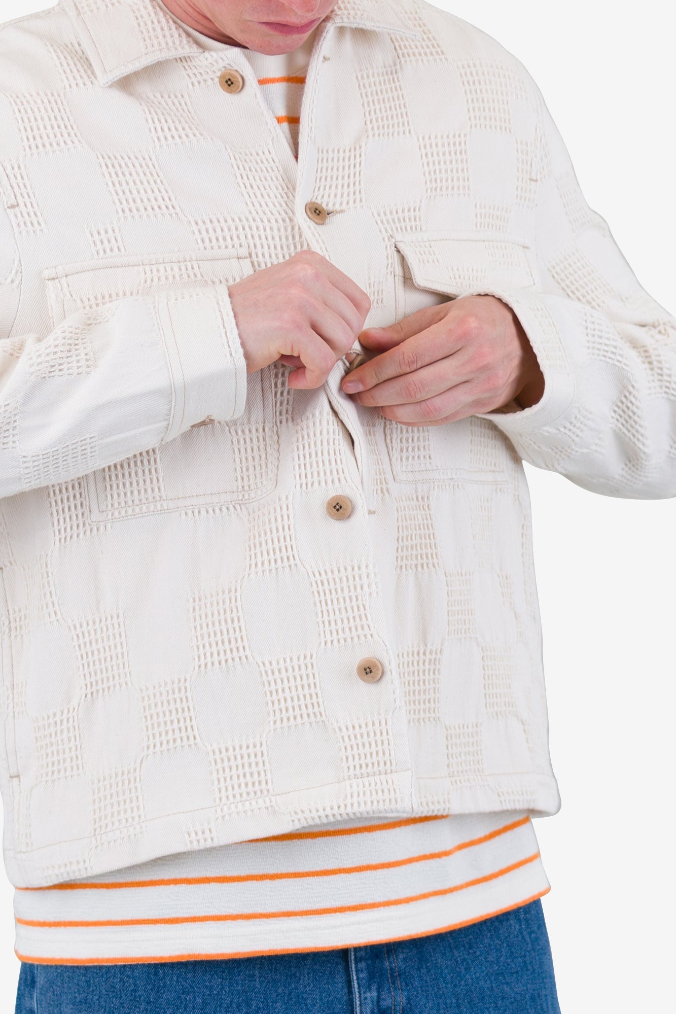 Zaki Jacket - Ecru Waffle Check