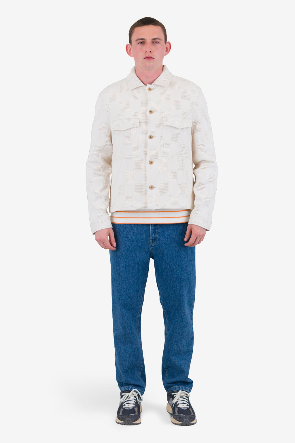 Zaki Jacket - Ecru Waffle Check