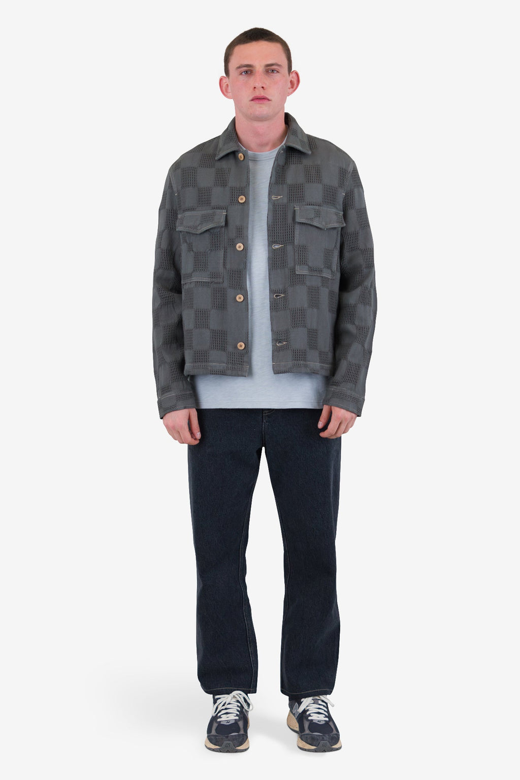 Zaki Jacket - Soft Black Waffle Check