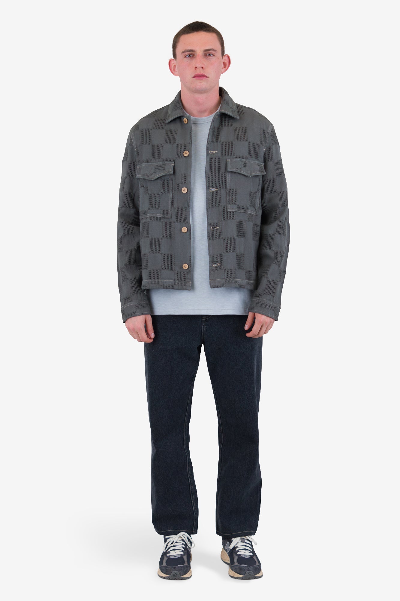 Zaki Jacket - Soft Black Waffle Check