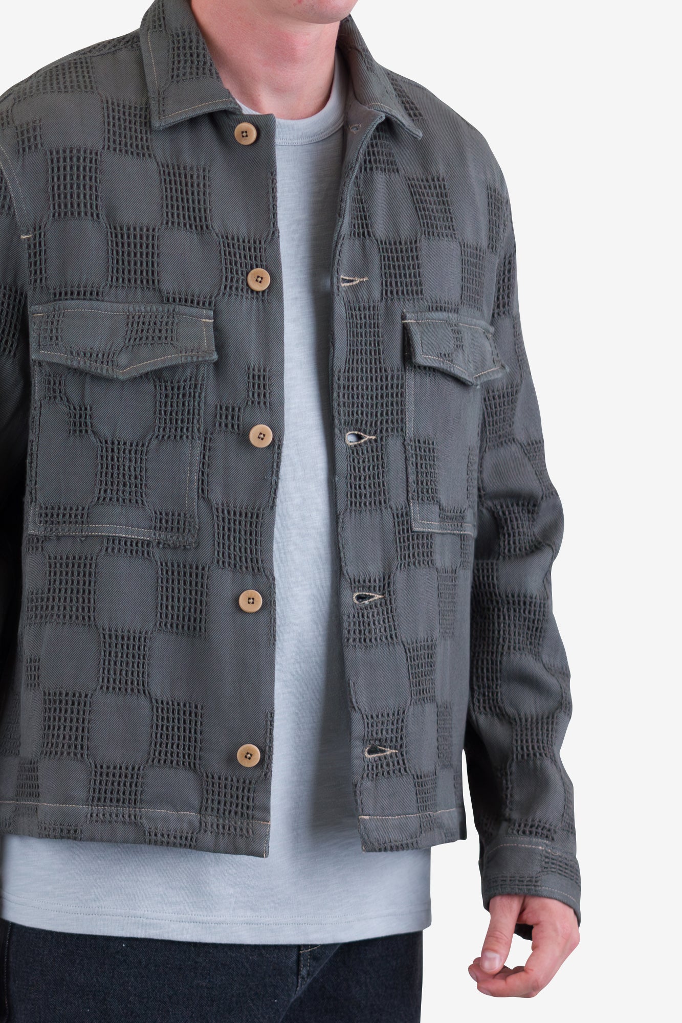 Zaki Jacket - Soft Black Waffle Check