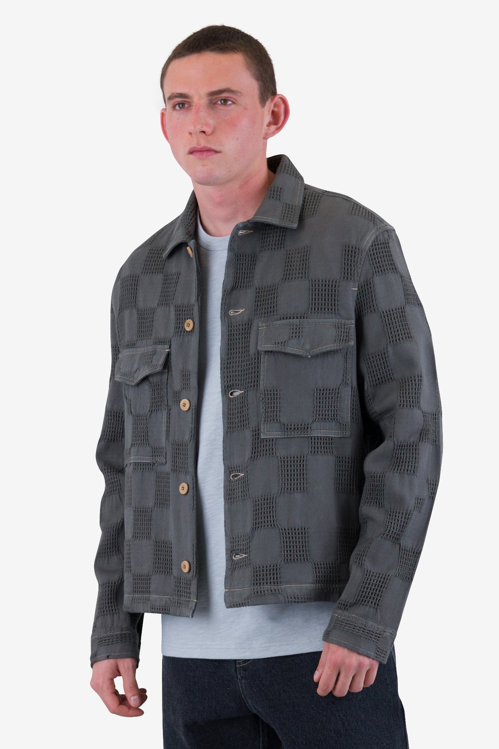 Zaki Jacket - Soft Black Waffle Check
