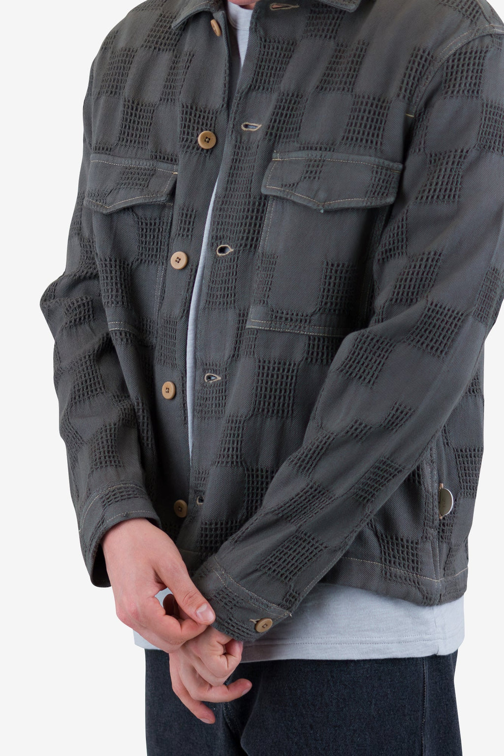 Zaki Jacket - Soft Black Waffle Check
