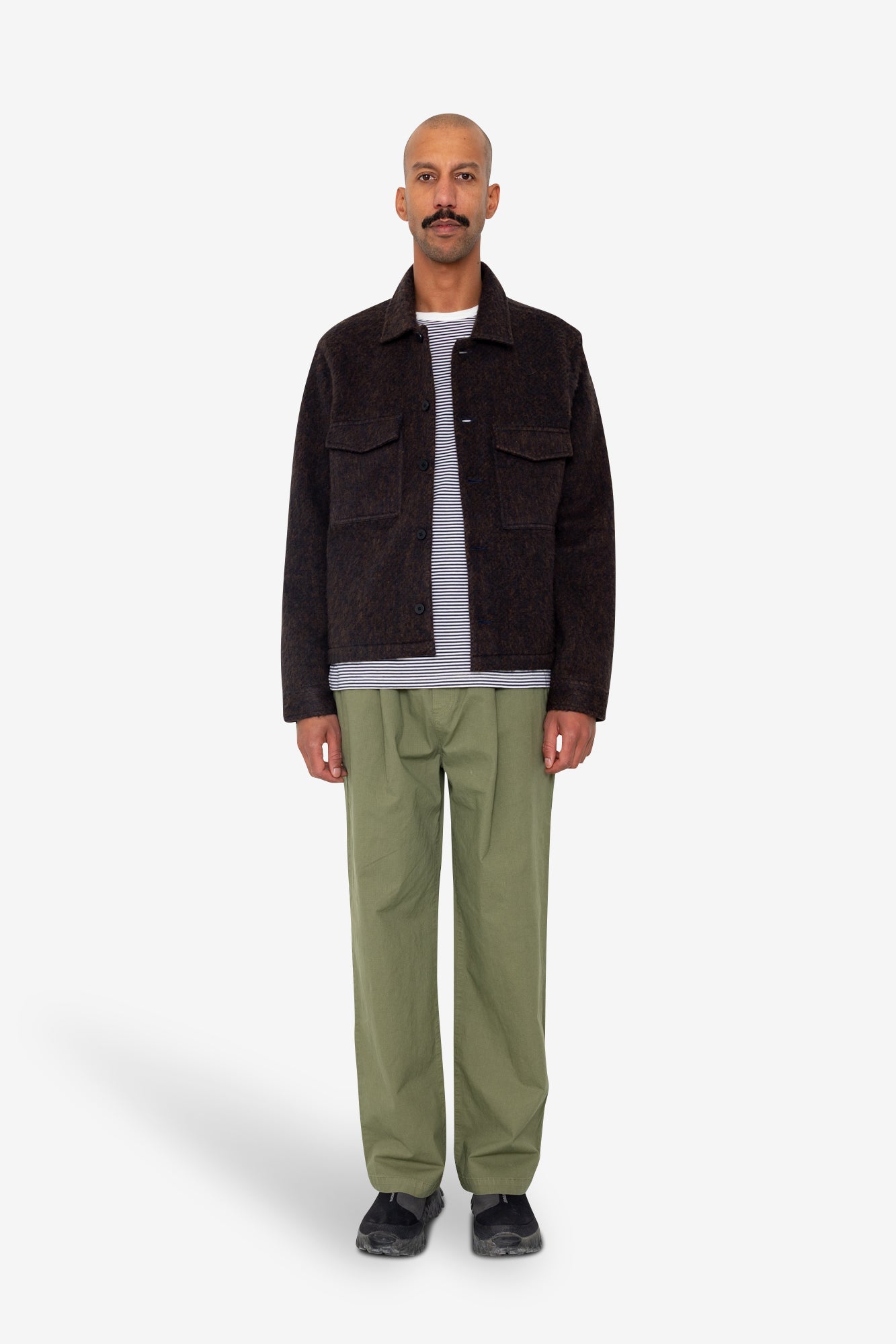 Zaki Jacket - Navy Espresso Brushed Wool