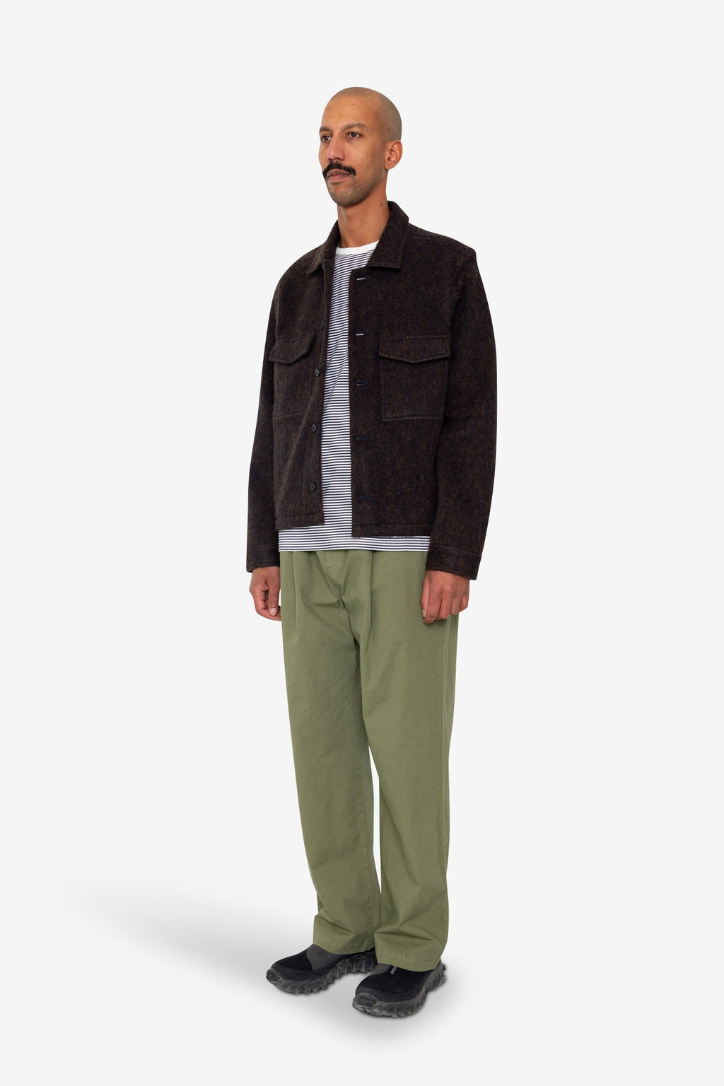 Zaki Jacket - Navy Espresso Brushed Wool