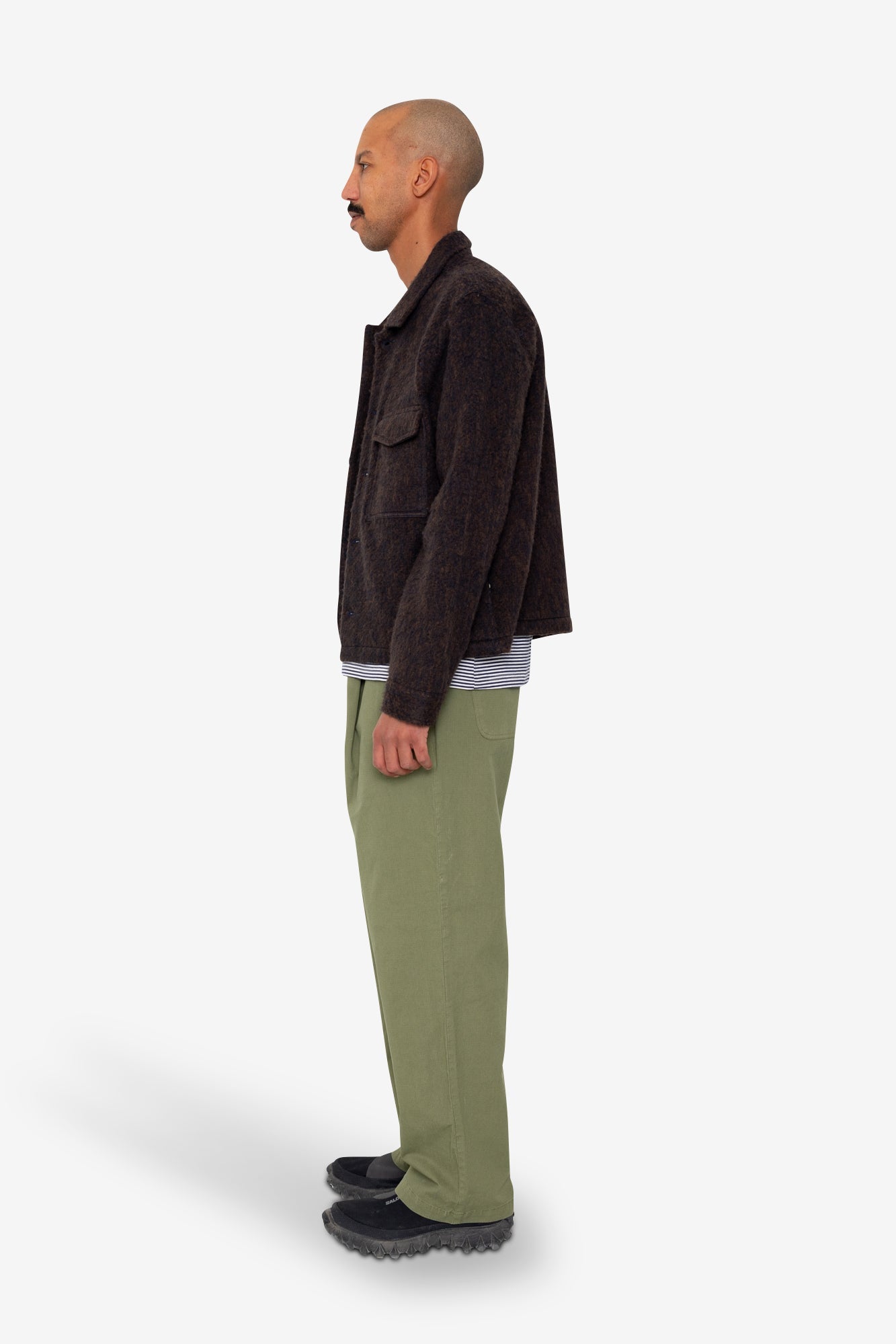 Zaki Jacket - Navy Espresso Brushed Wool
