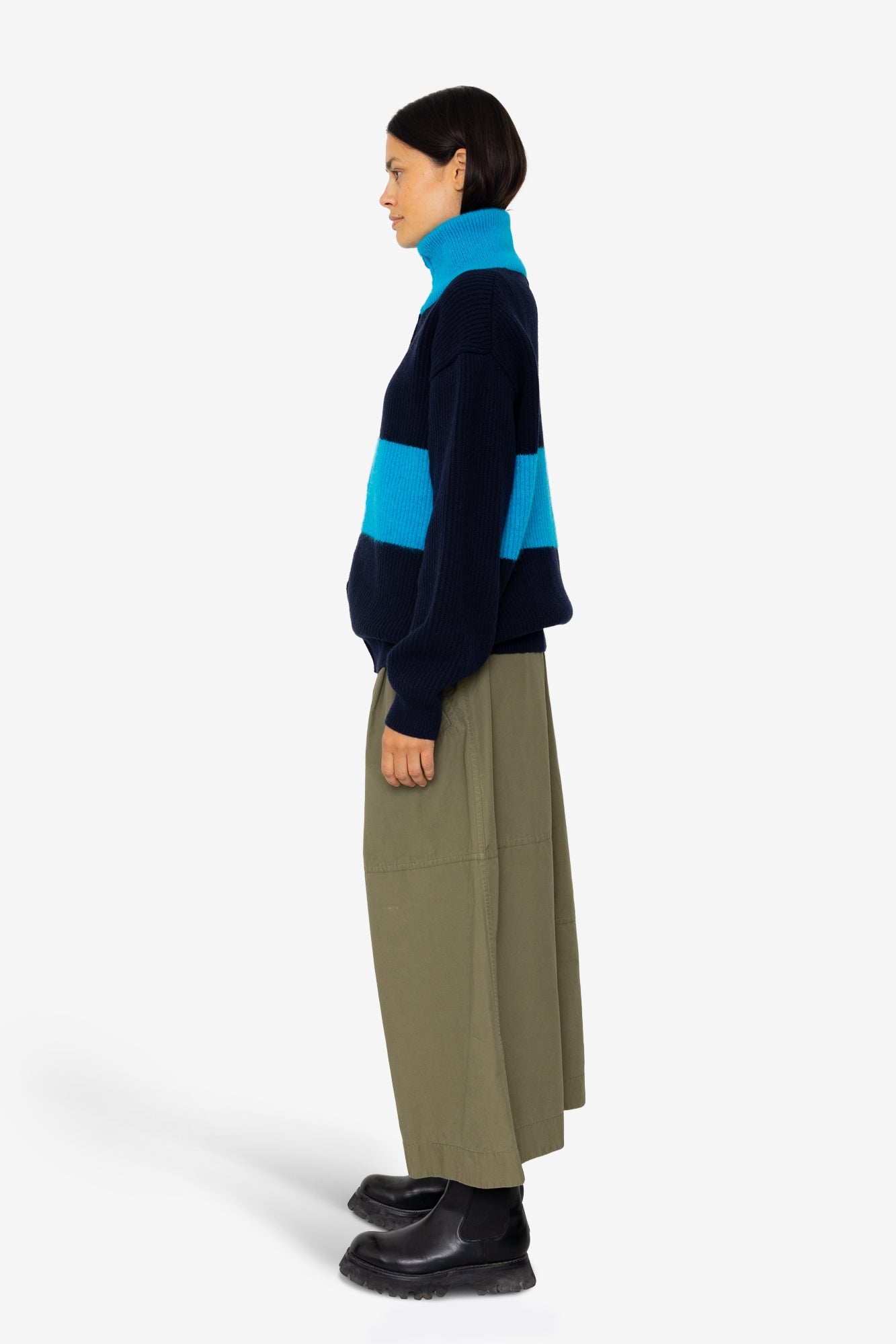 Zip Through Jumper - Navy Cobalt