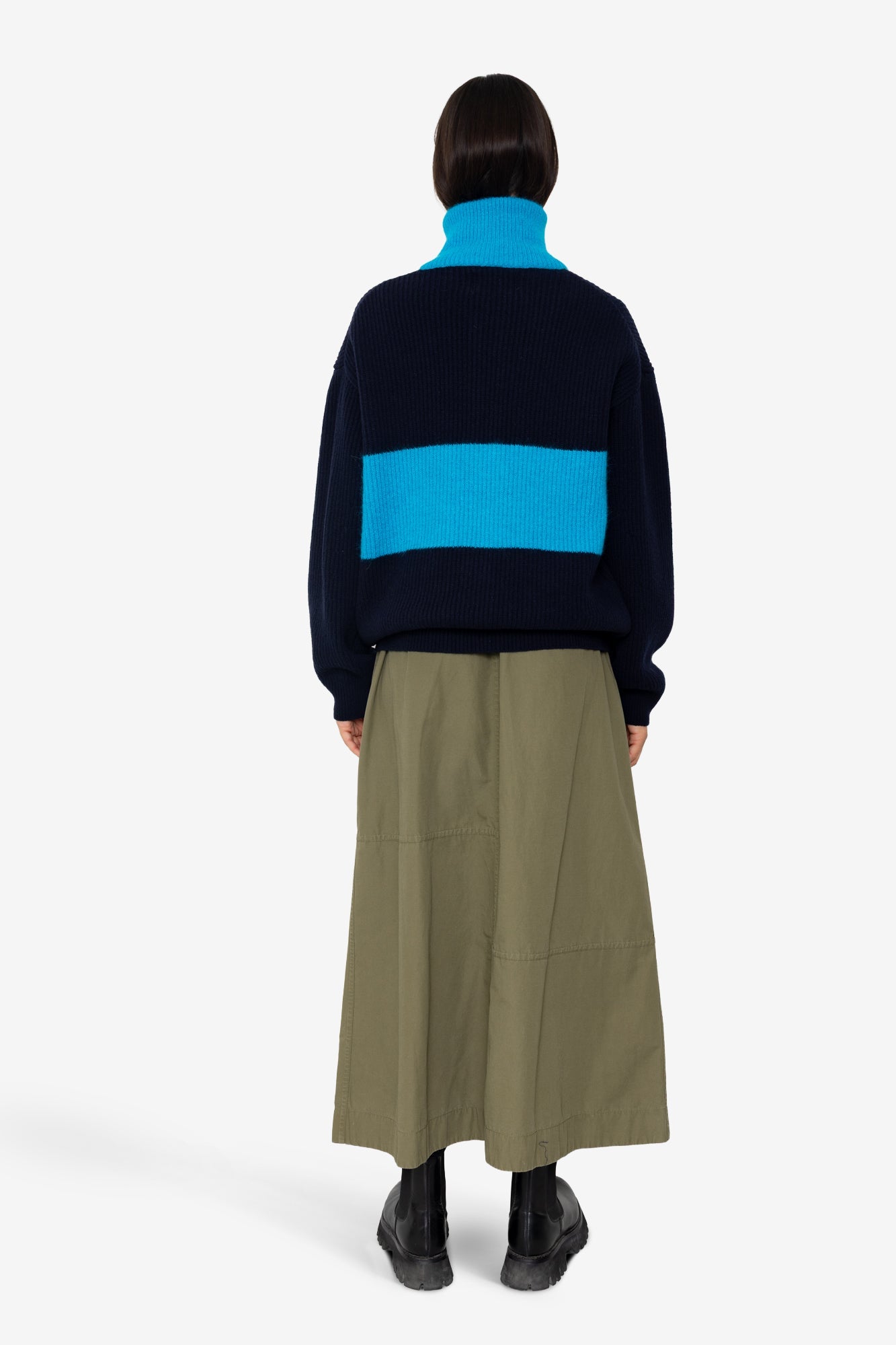 Zip Through Jumper - Navy Cobalt