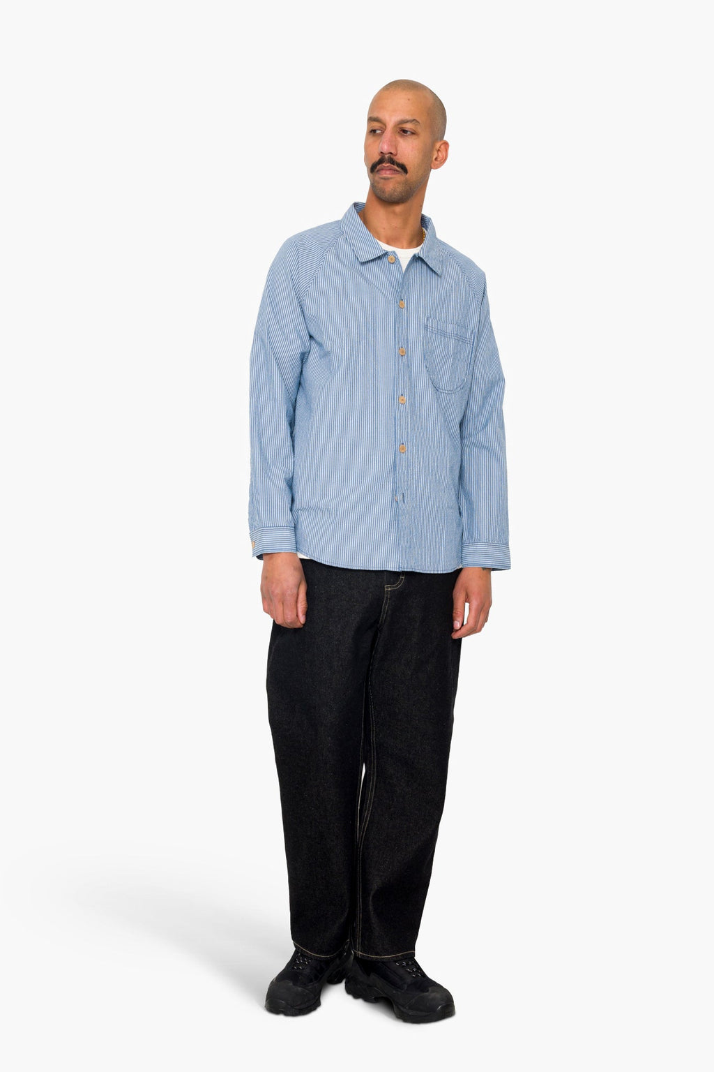 Raglan Shirt - Blue Crinkle Stripe