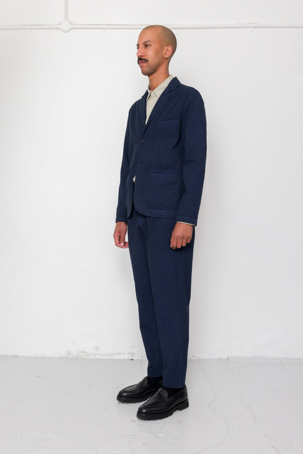 Assembly Suit Trouser - Navy Herringbone