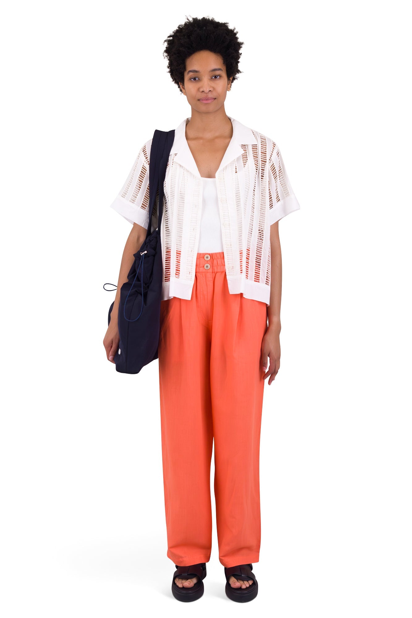 Drawcord Baggy Pants - Coral