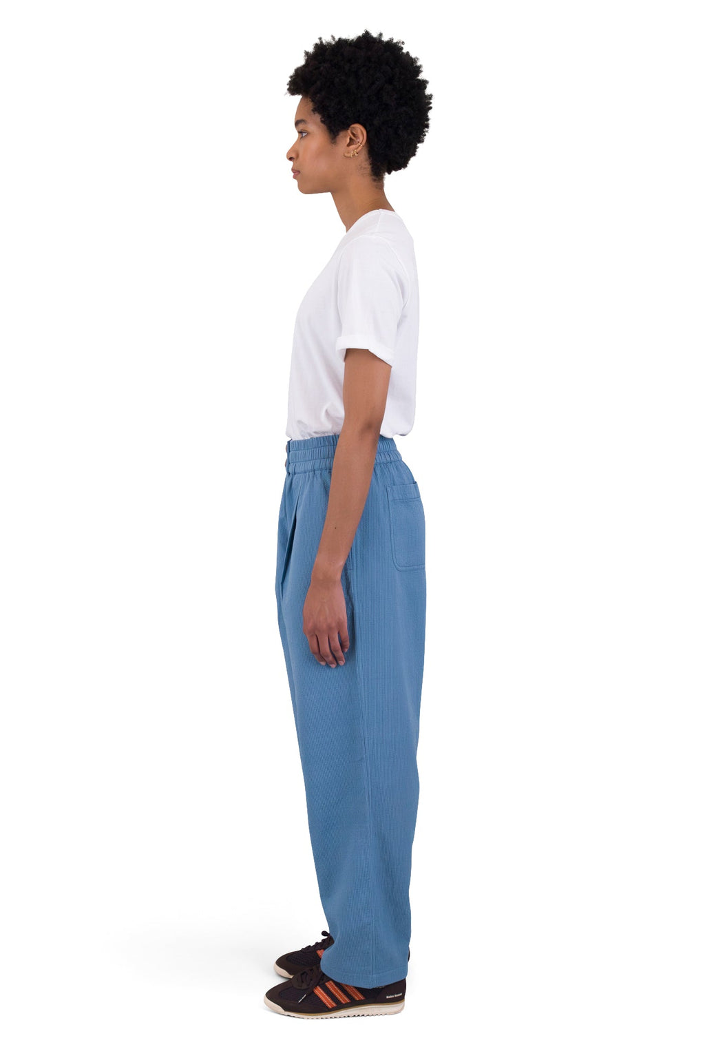 Drawcord Baggy Pants - Light Indigo Topstitch