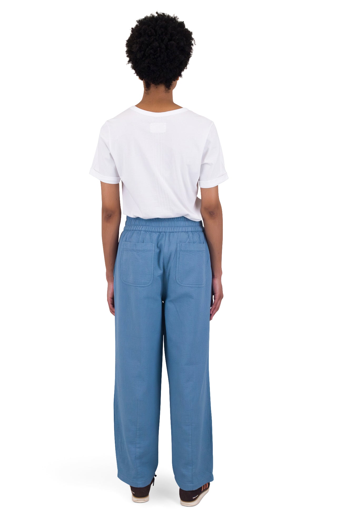 Drawcord Baggy Pants - Light Indigo Topstitch