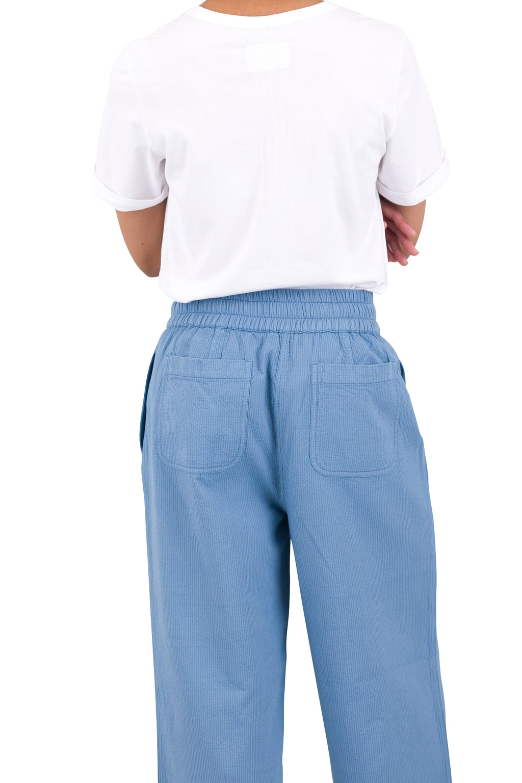 Drawcord Baggy Pants - Light Indigo Topstitch