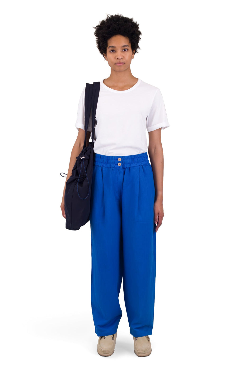 Drawcord Baggy Pants - Washed Cobalt