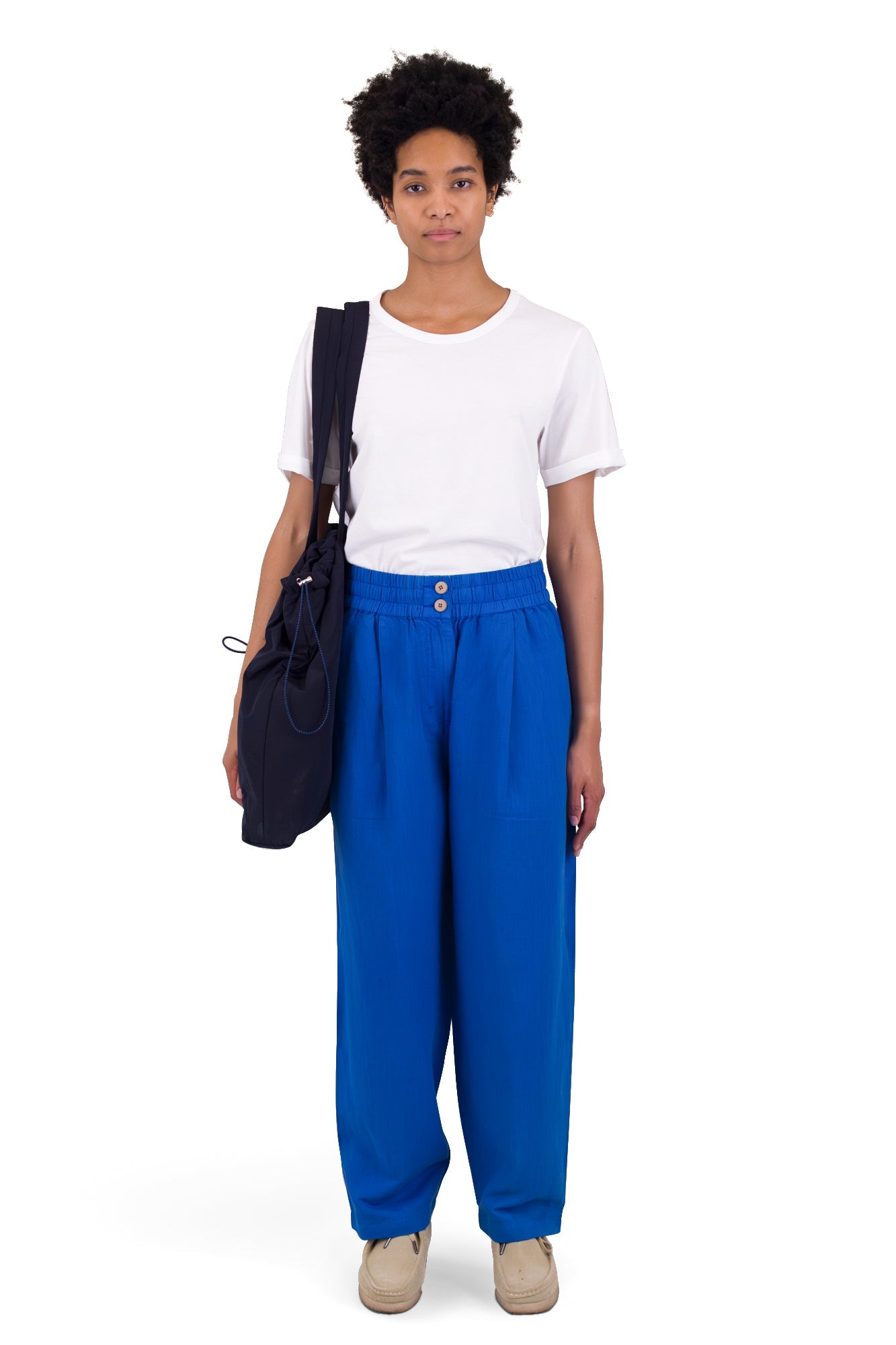Drawcord Baggy Pants - Washed Cobalt