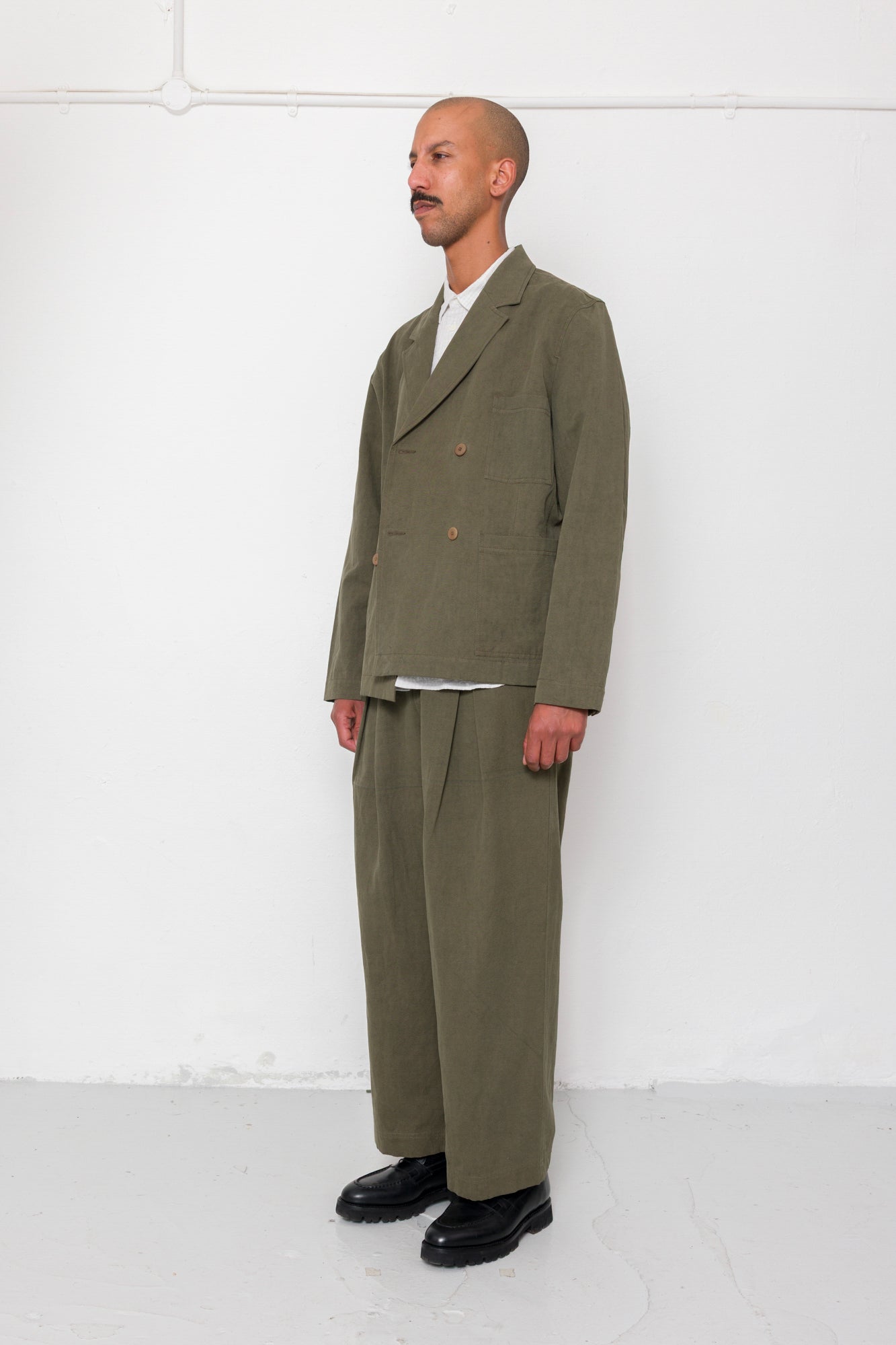 Easy Fit Trouser - Dark Olive Slub Linen
