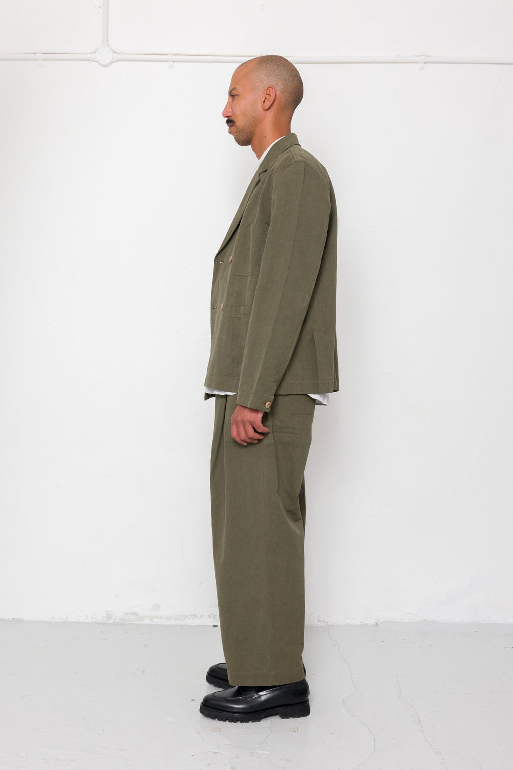 Easy Fit Trouser - Dark Olive Slub Linen