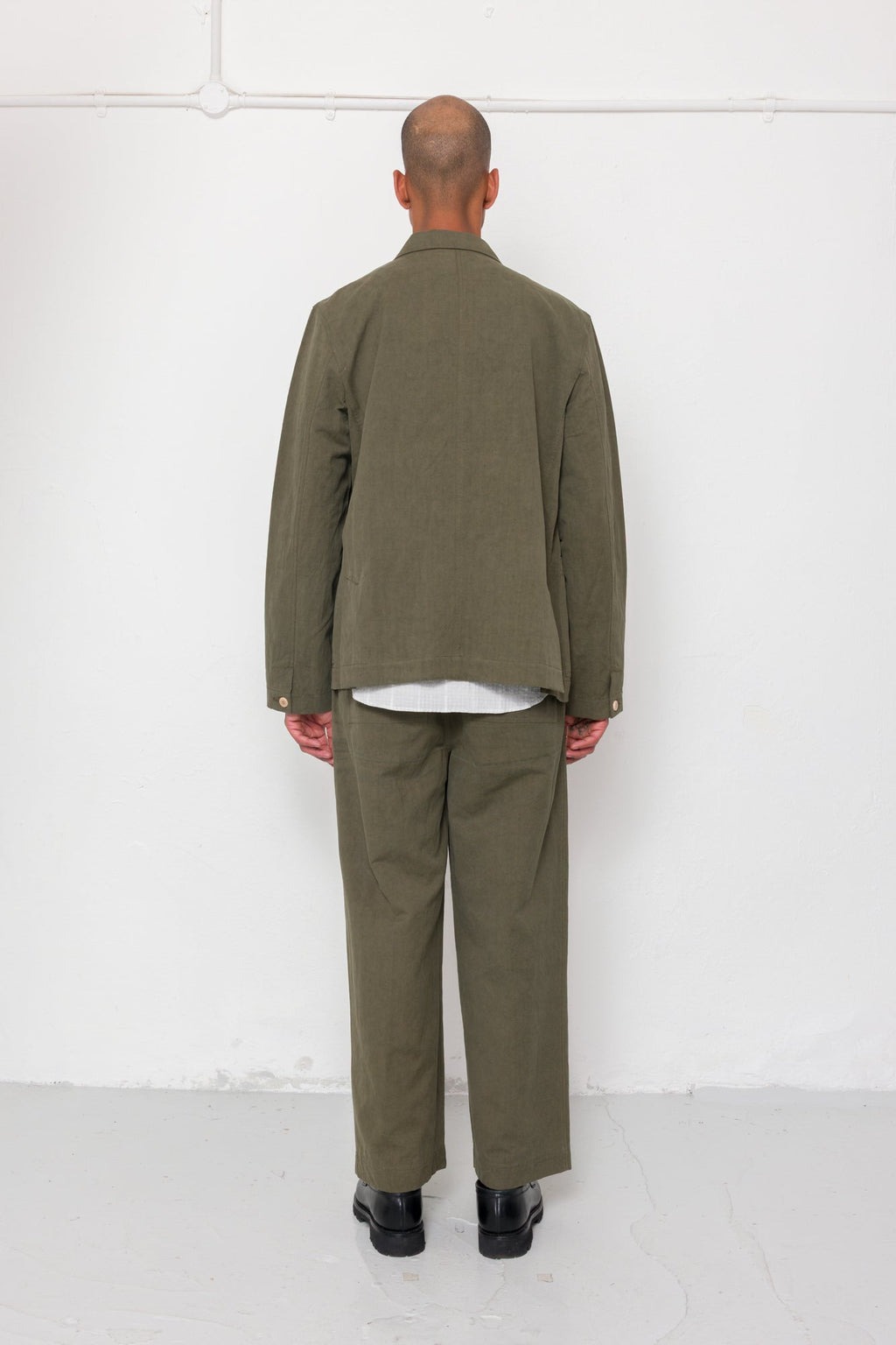 Easy Fit Trouser - Dark Olive Slub Linen