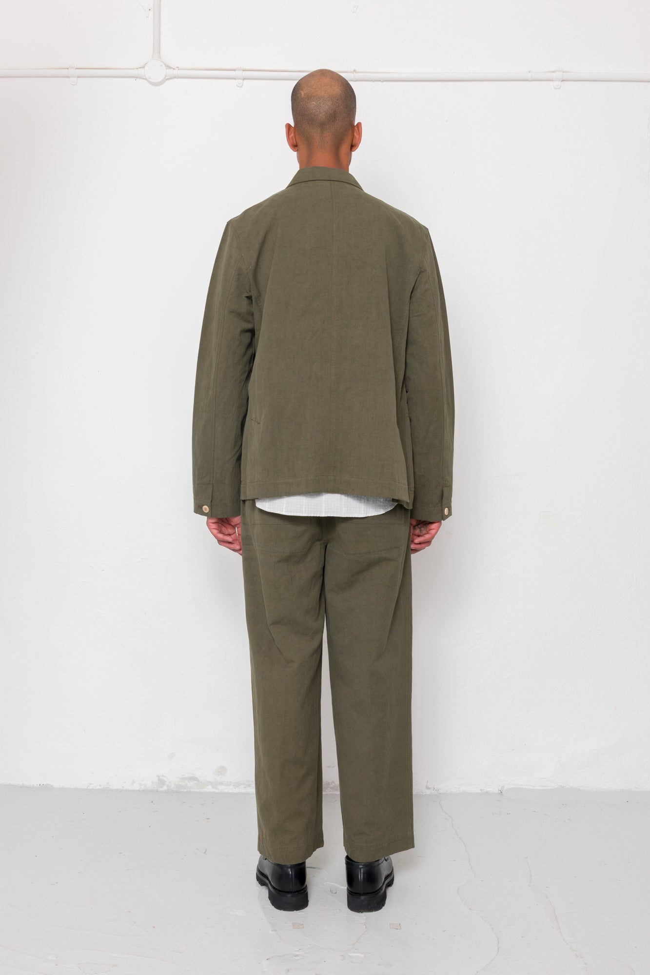 Easy Fit Trouser - Dark Olive Slub Linen