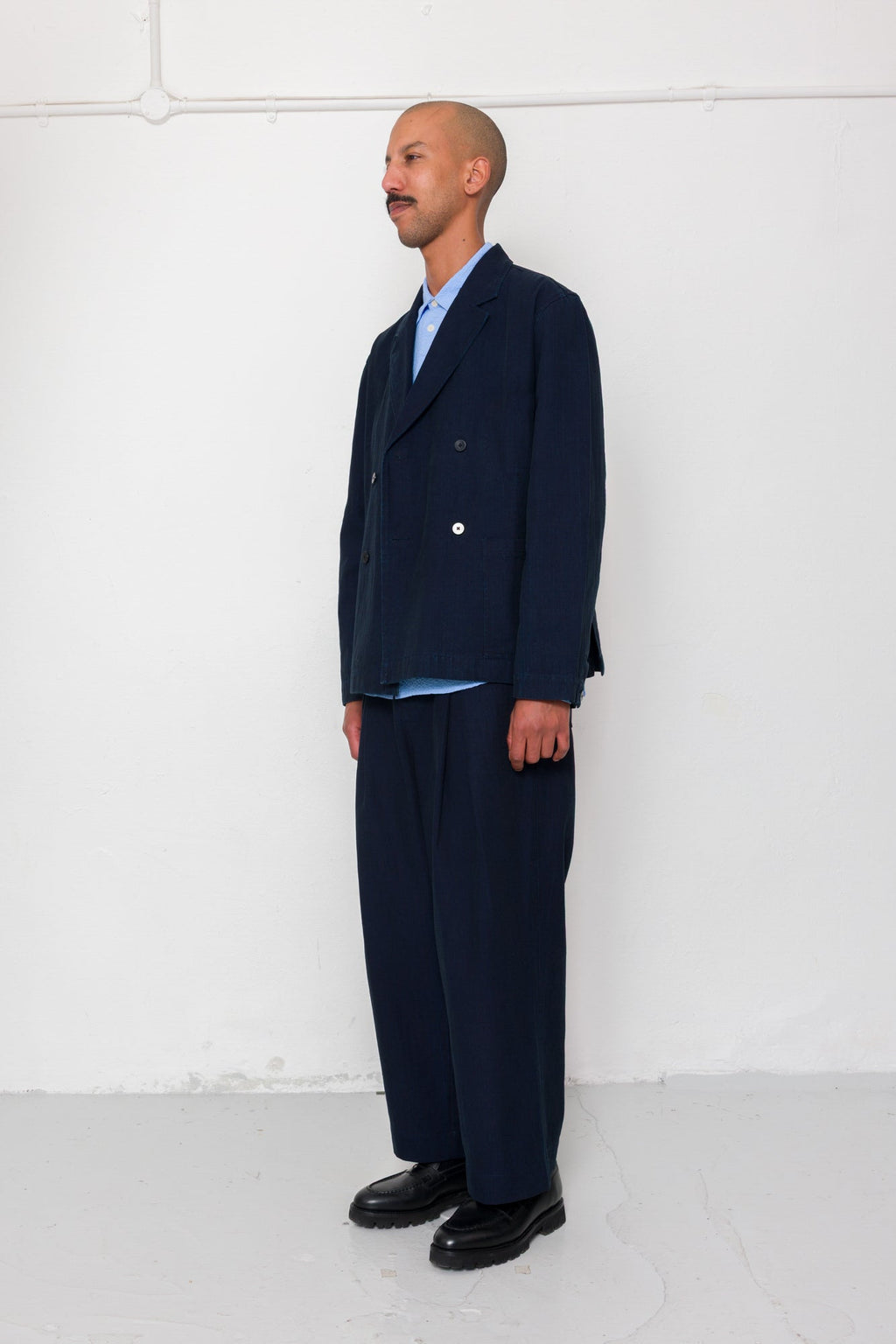 Easy Fit Blazer - Deep Indigo Herringbone
