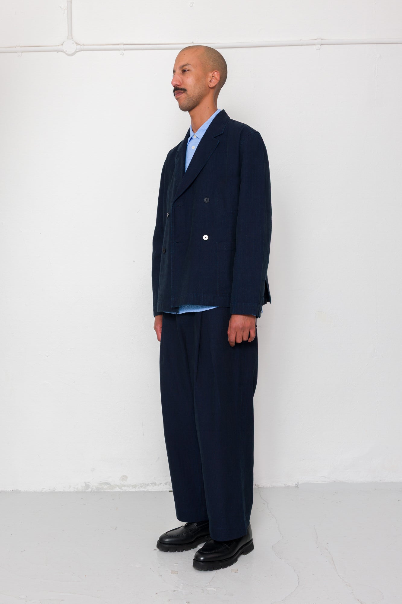 Easy Fit Blazer - Deep Indigo Herringbone