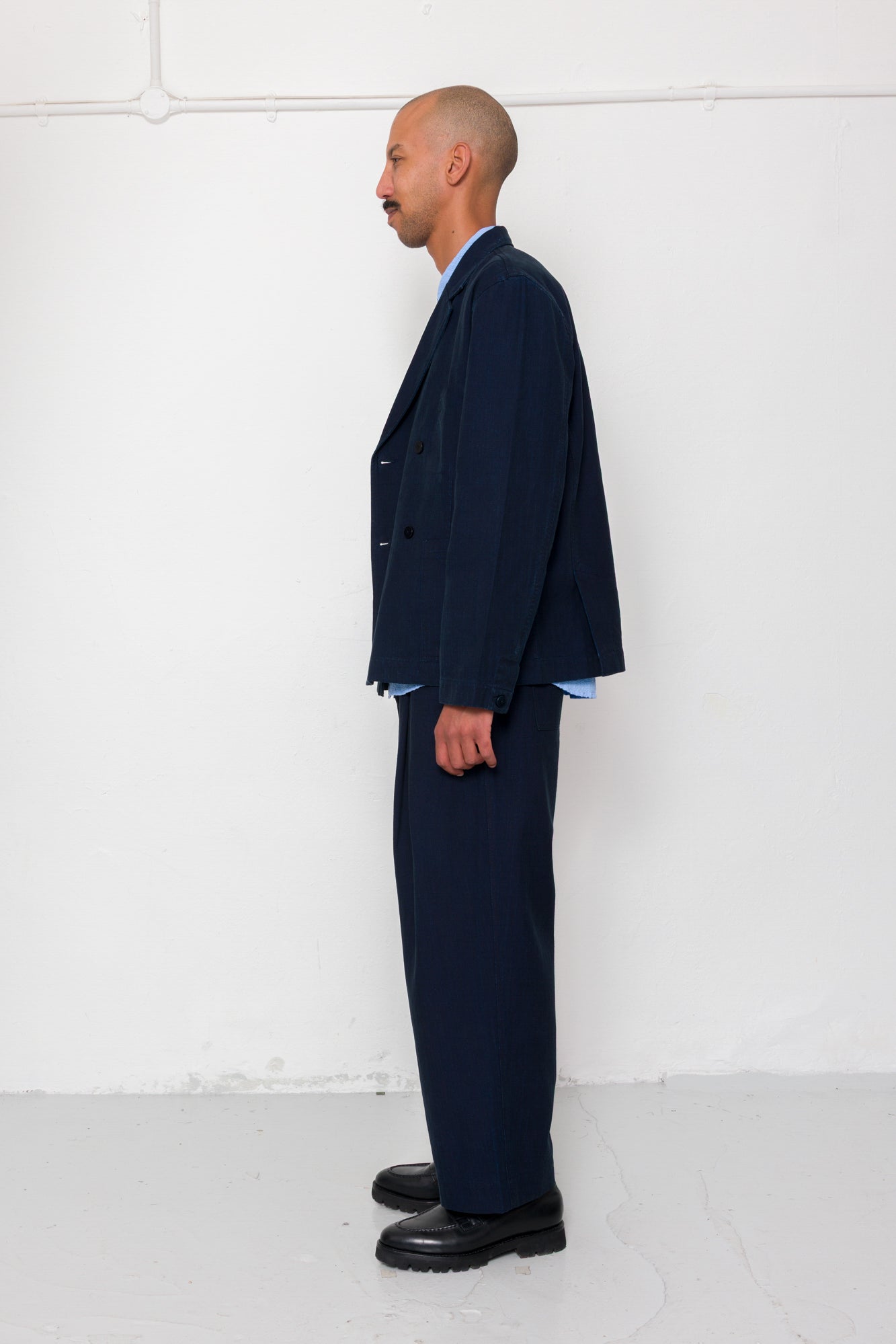 Easy Fit Blazer - Deep Indigo Herringbone