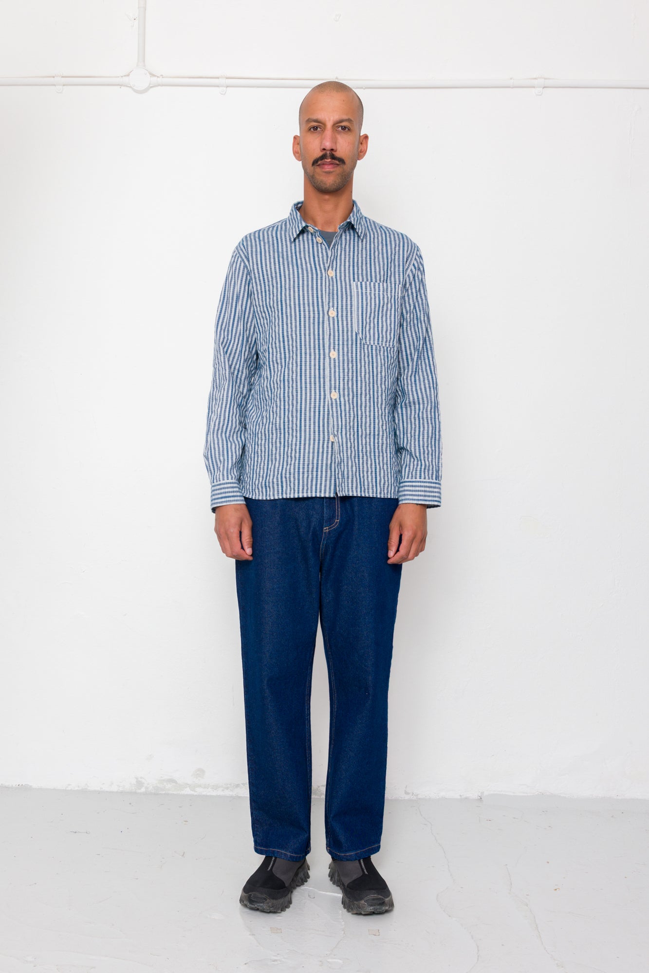 Easy Fit Shirt - Indigo Crinkle Mini Check