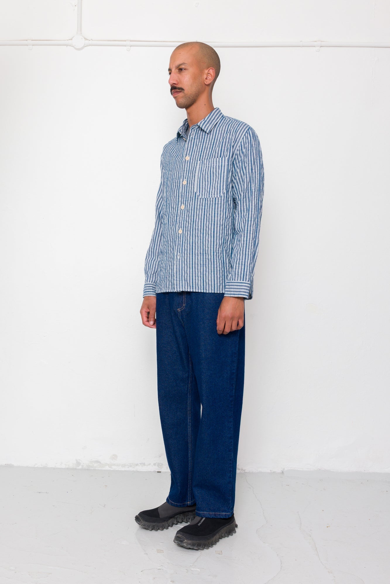 Easy Fit Shirt - Indigo Crinkle Mini Check