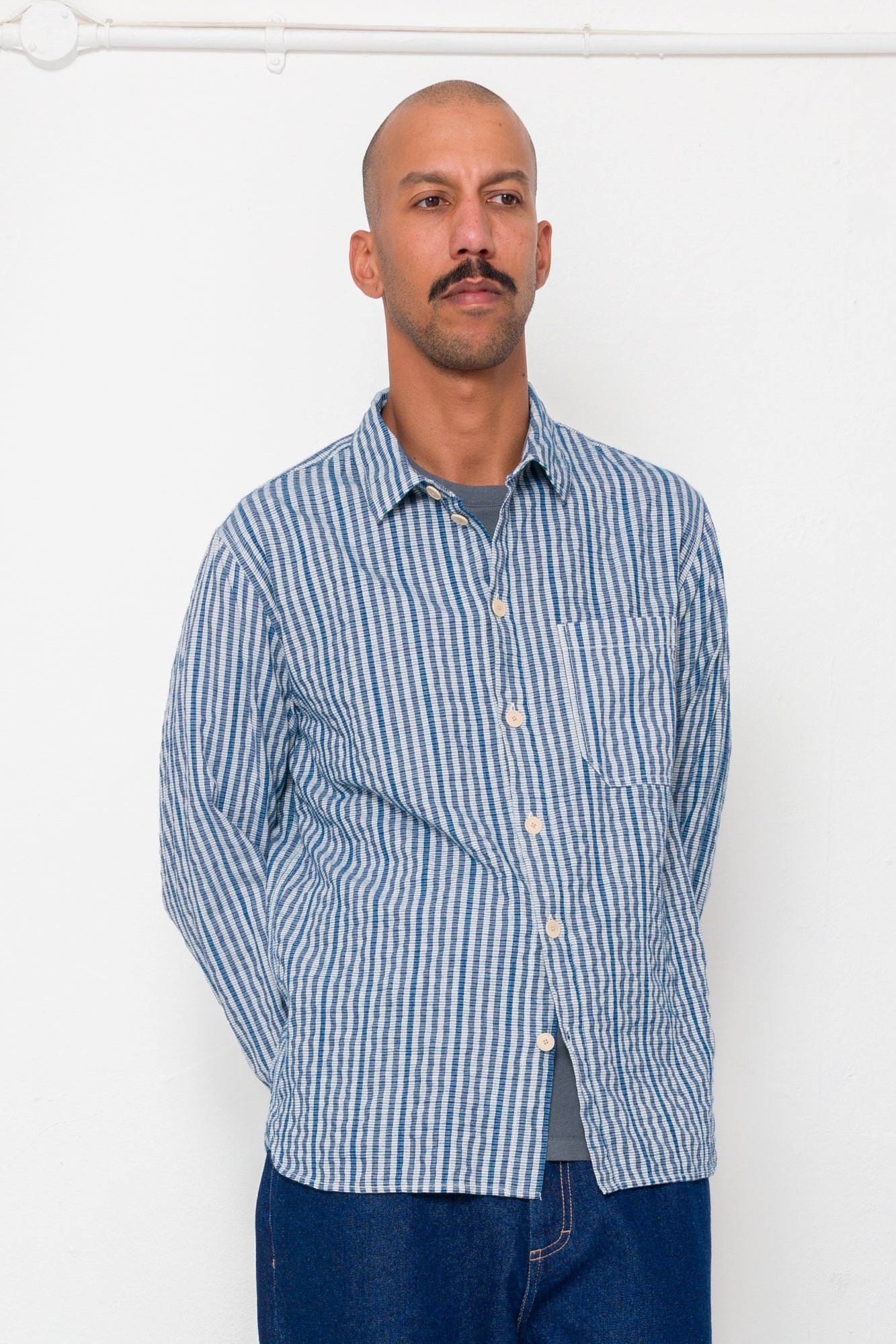 Easy Fit Shirt - Indigo Crinkle Mini Check