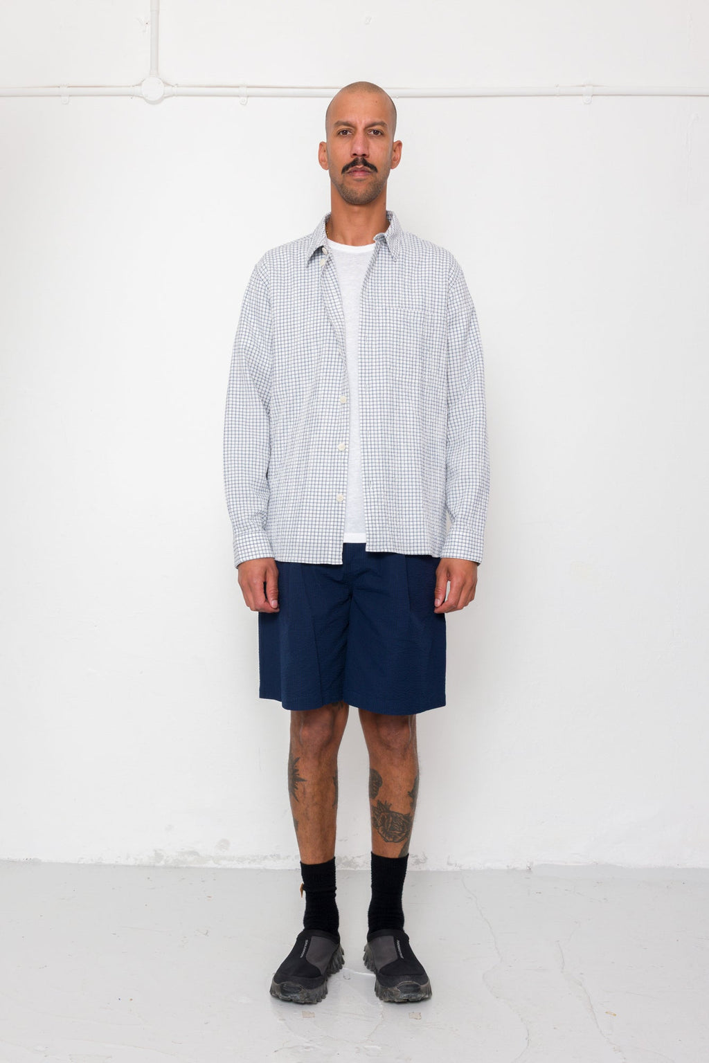 Easy Fit Shirt - Soft Blue Mini Check