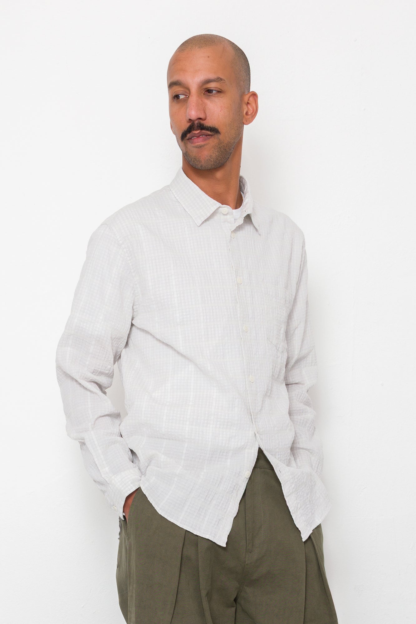 Relaxed Fit Shirt - Silver Textured Check