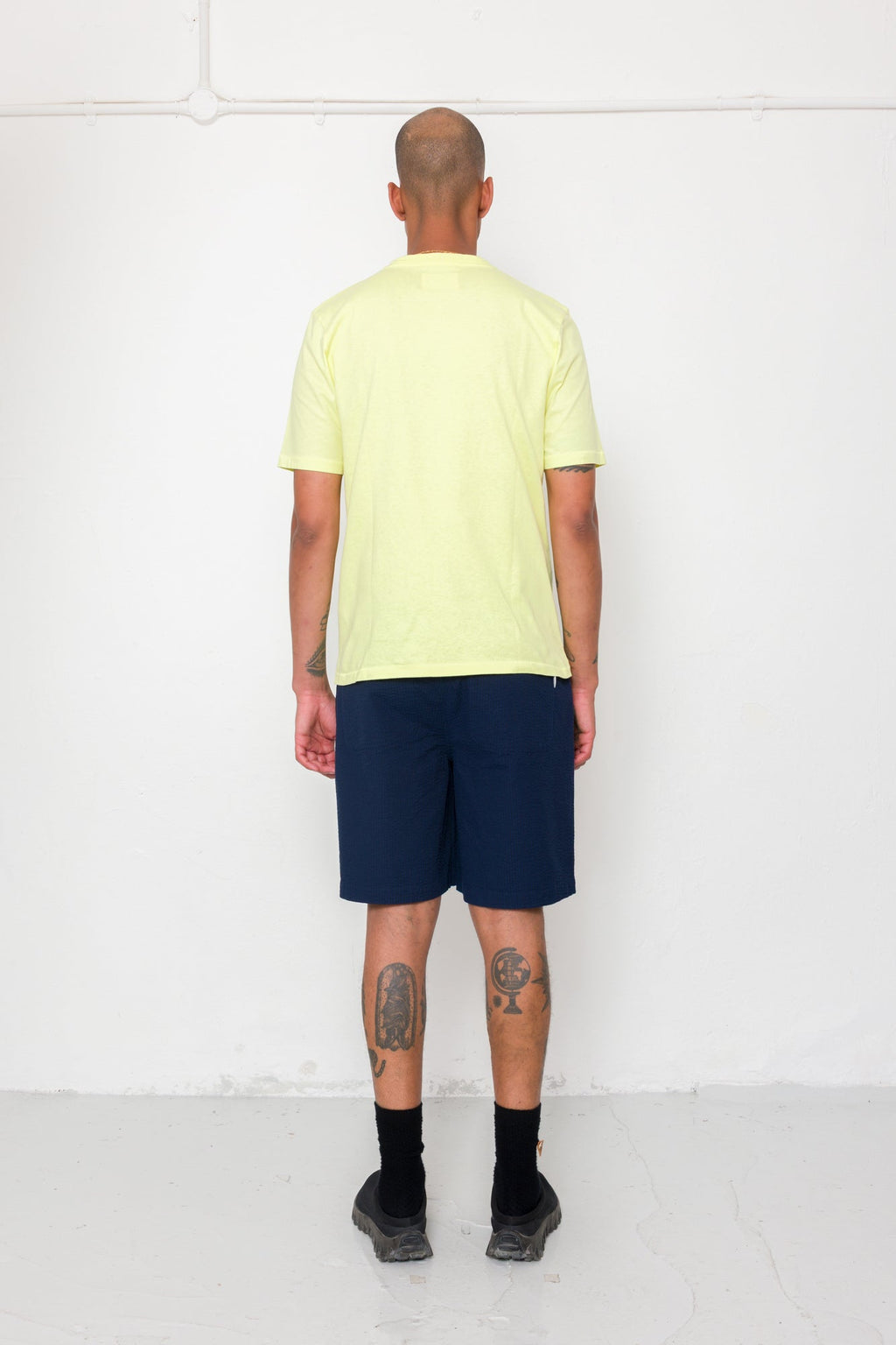 Elasticated Wide Fit Short - Navy Crinkle Stripe