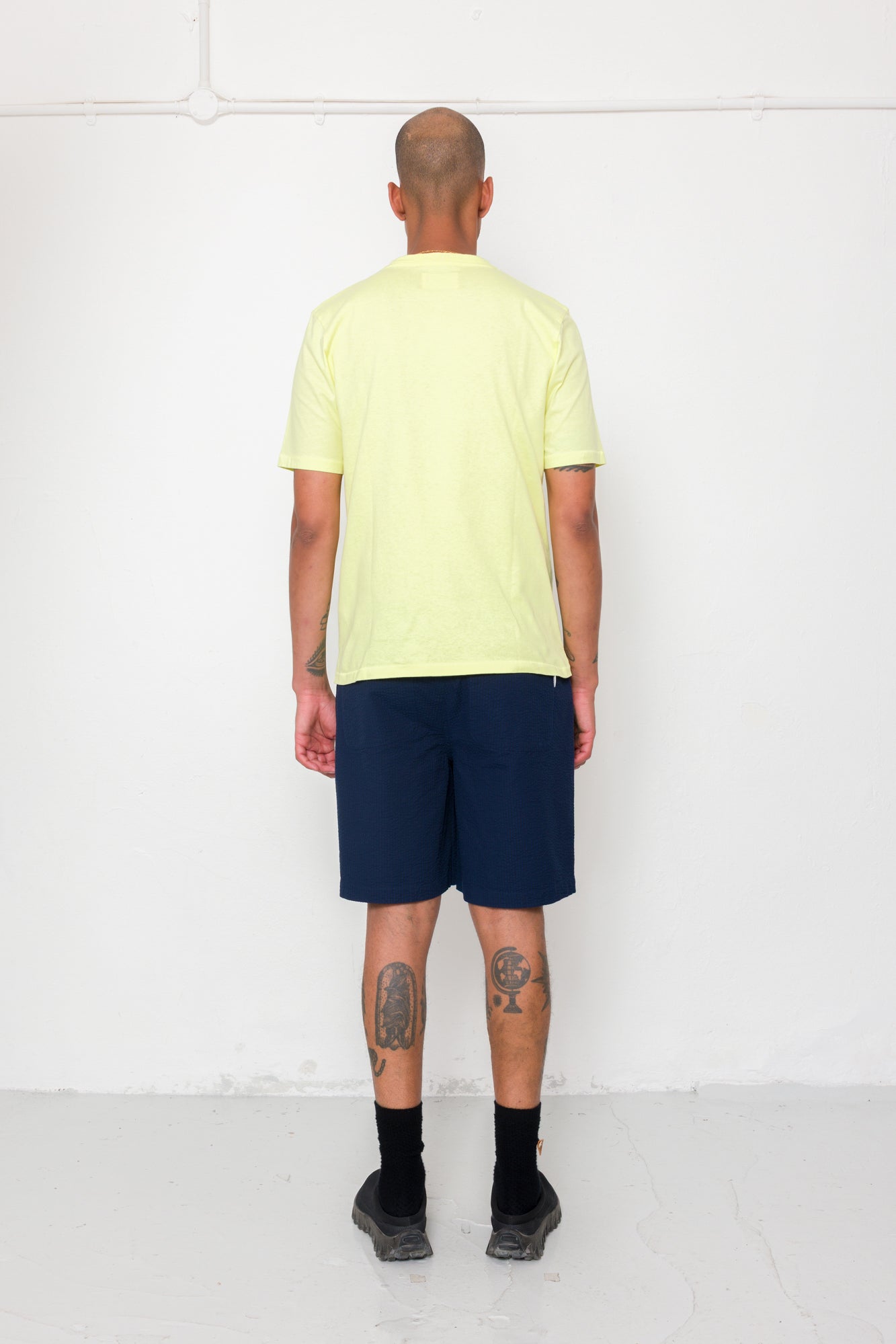 Elasticated Wide Fit Short - Navy Crinkle Stripe