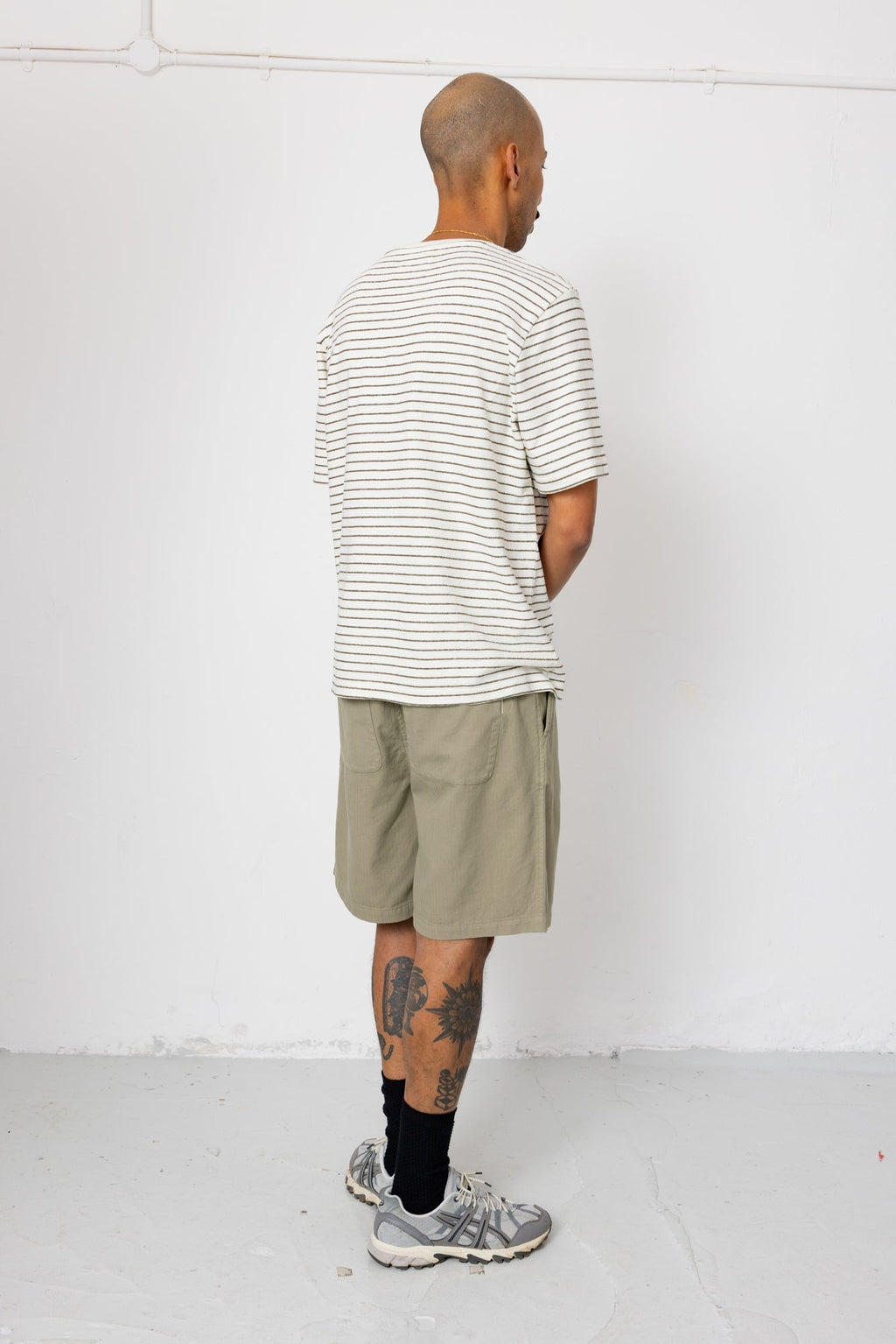 Elasticated Wide Fit Short - Silver Sage Herringbone