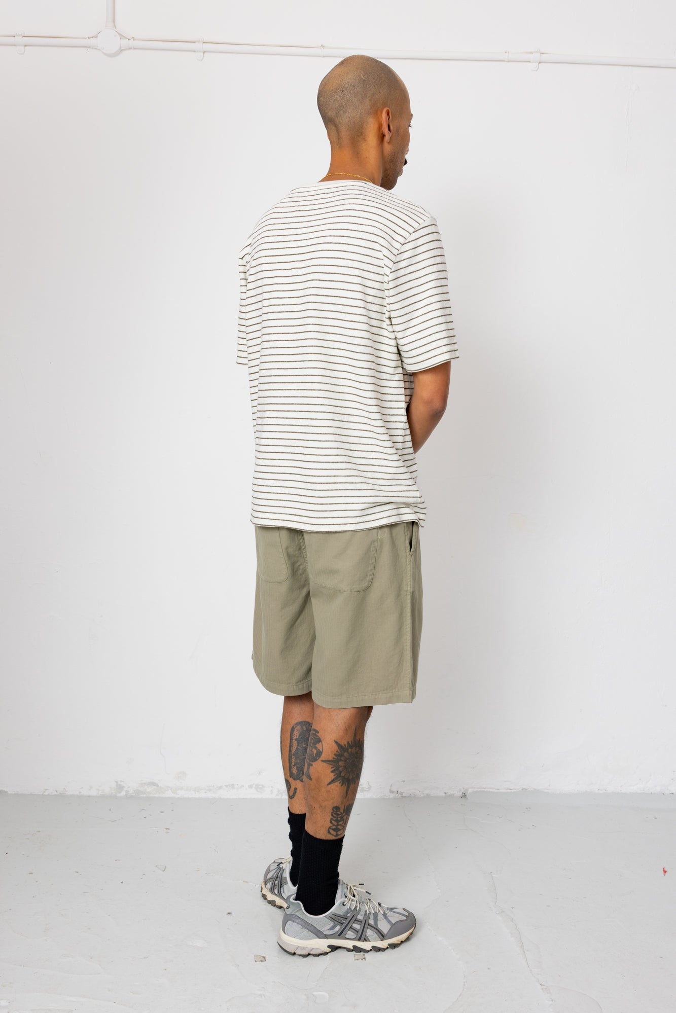 Elasticated Wide Fit Short - Silver Sage Herringbone