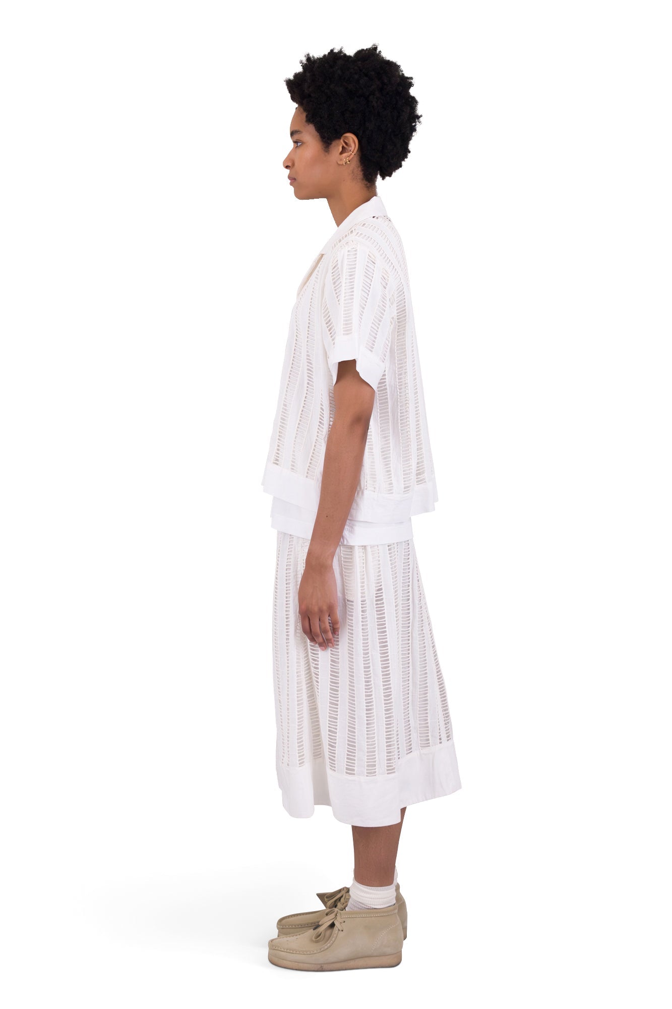 Full Seam Skirt - Ecru Ladder Embroidery